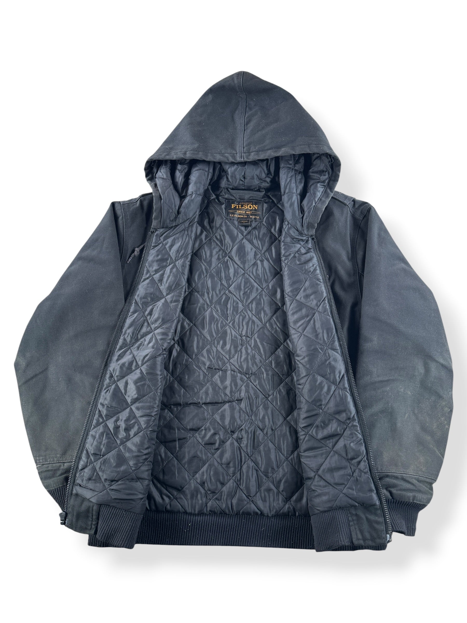 Inside of Filson Black Worksmith Jacket SZ L