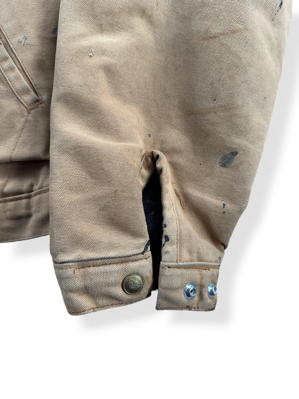 Paint on cuffs of Vintage 1990s Dickies Detroit Style Workwear Jacket L