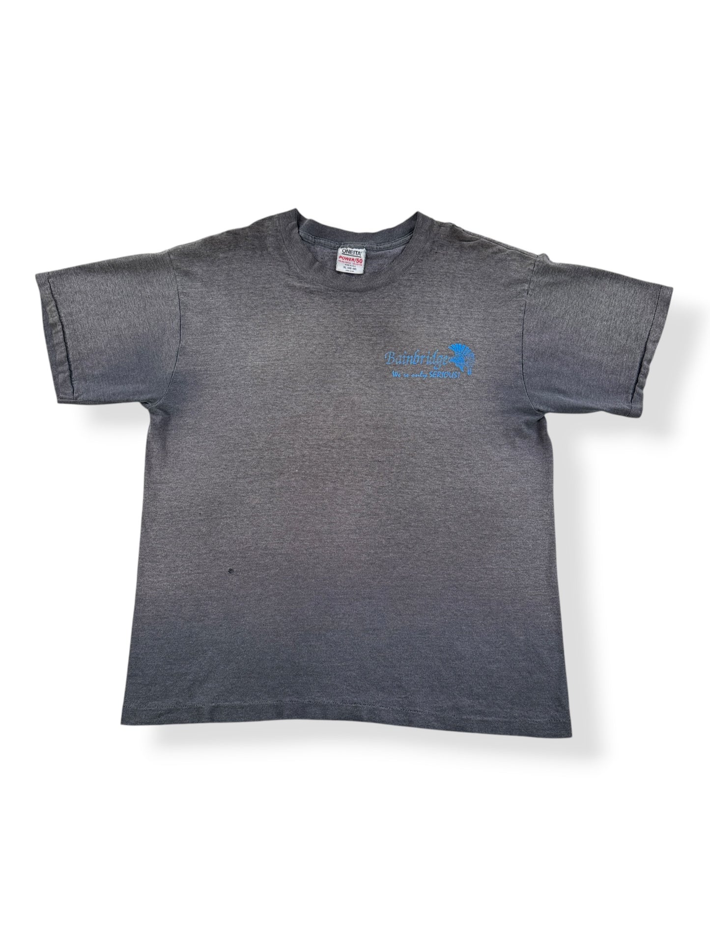 Front of Vintage Oneita 50/50 Bainbridge Thrasher Tee SZ XL (Fits L)
