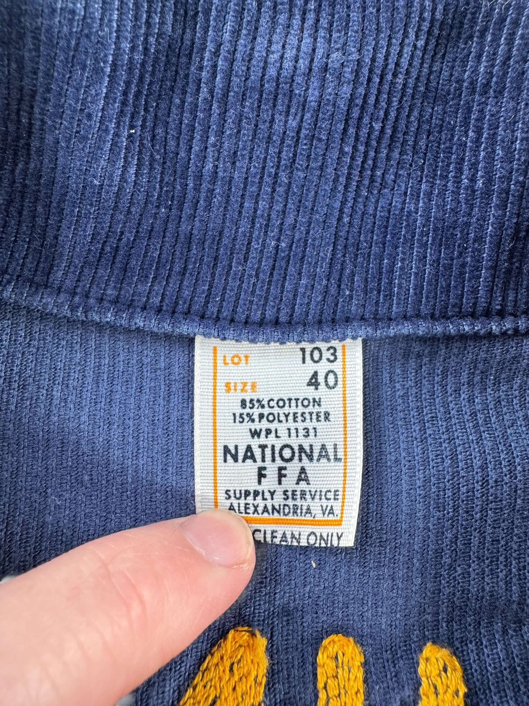 Tag of Vintage 80s Washington FFA Jacket SZ 40