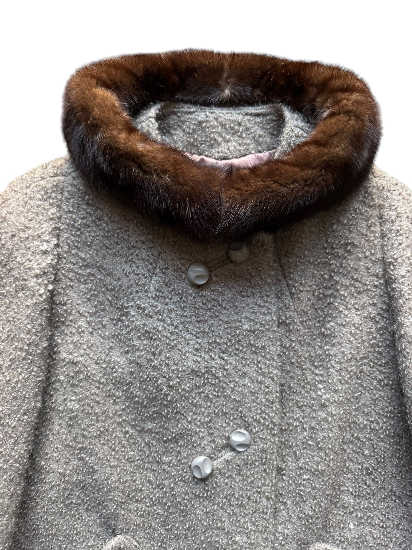 Collar view of 1960s Mink Fur Collar Coat L