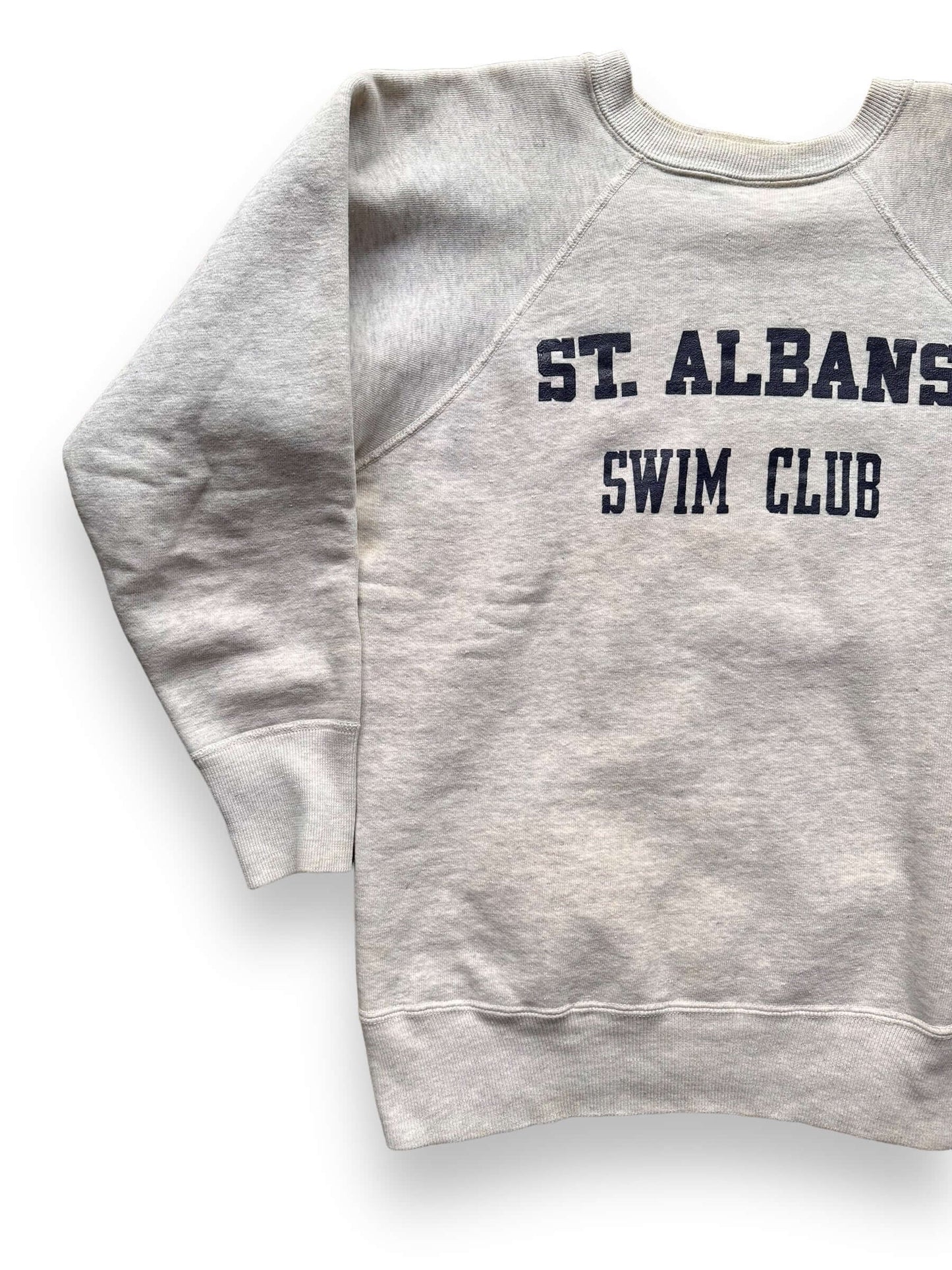 Front Right View of Vintage St Albans Swim Club Hanesport Crewneck SZ M | Vintage Sweatshirt Seattle