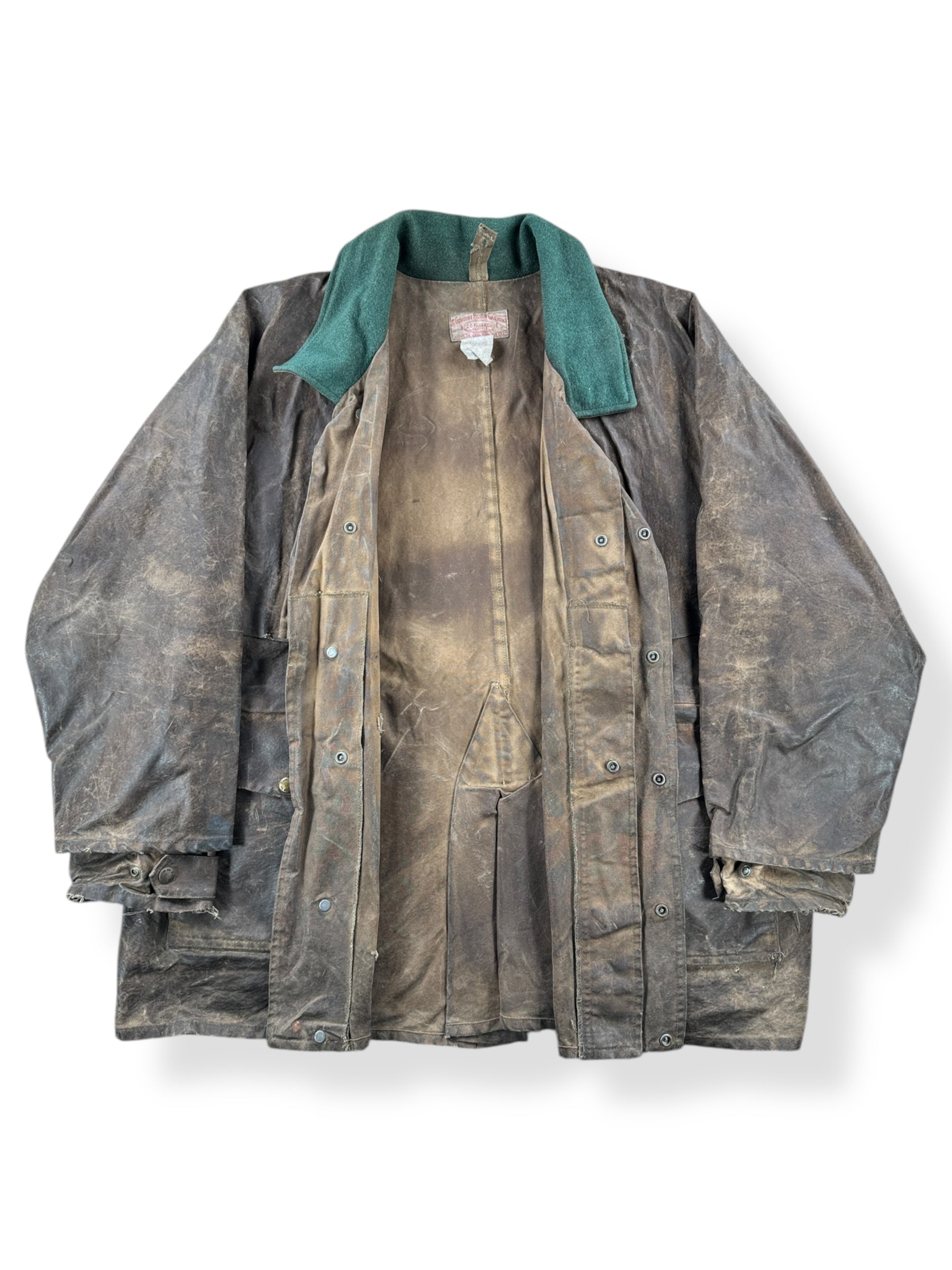 Inside of Vintage Filson Tin Cloth Packer Jacket SZ 46