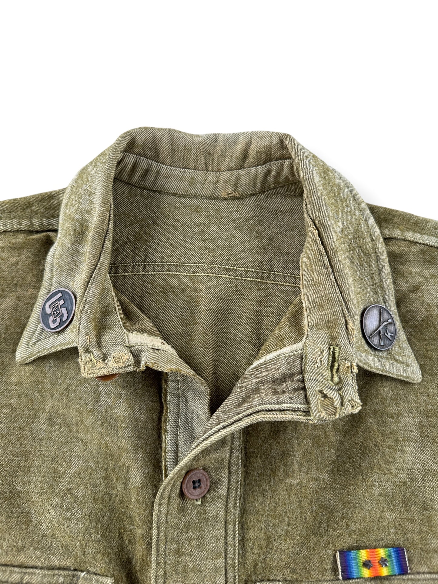 Collar on Vintage WW1 Converted Army Shirt SZ S