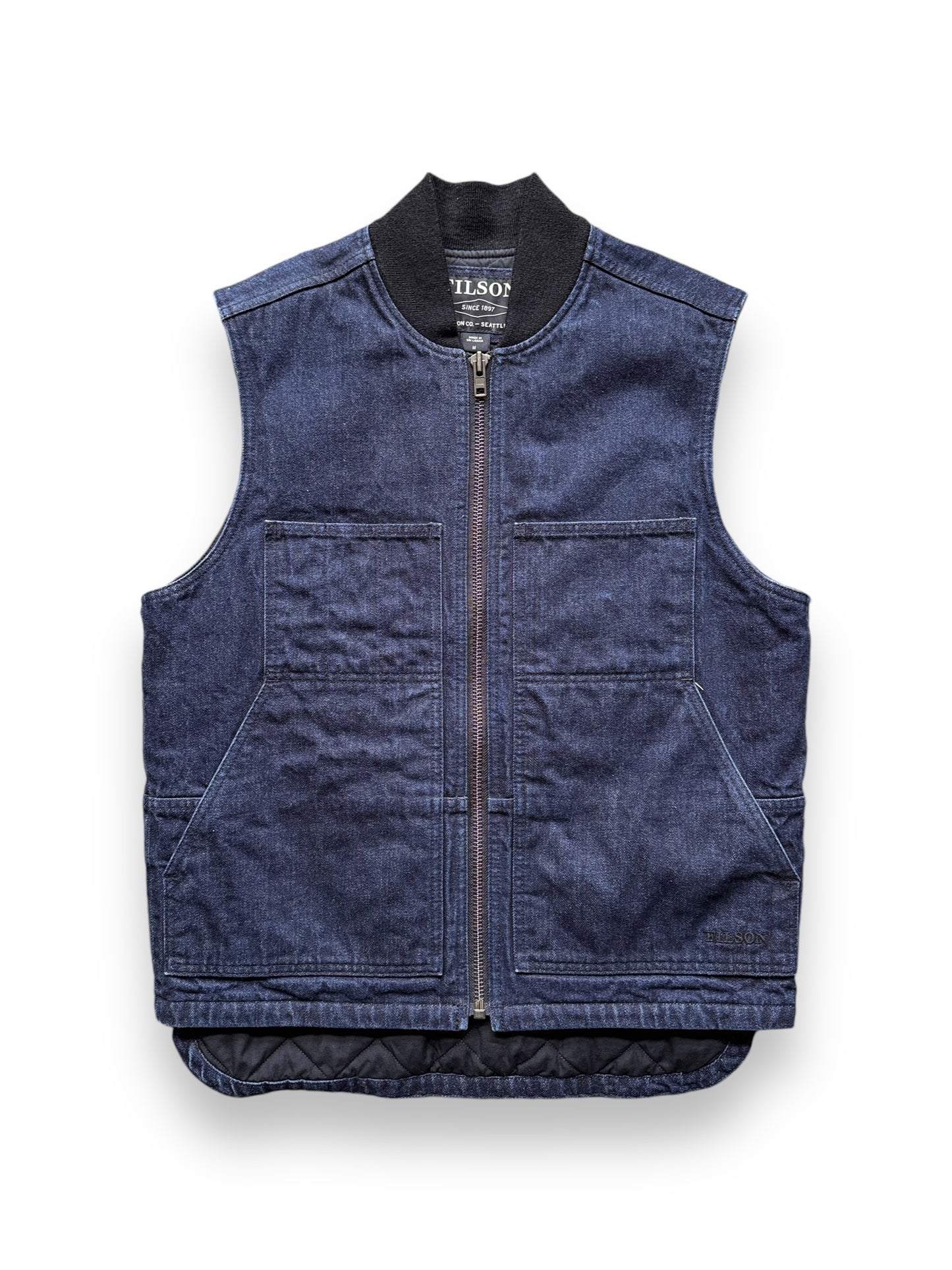 front of Filson Denim Insulated Work Vest SZ M