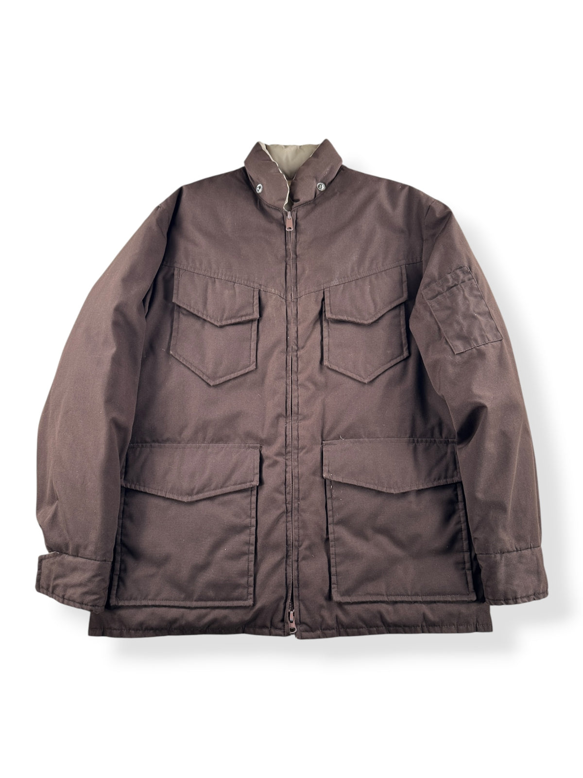 Front of Vintage Reversible Brown Puffer Jacket SZ M