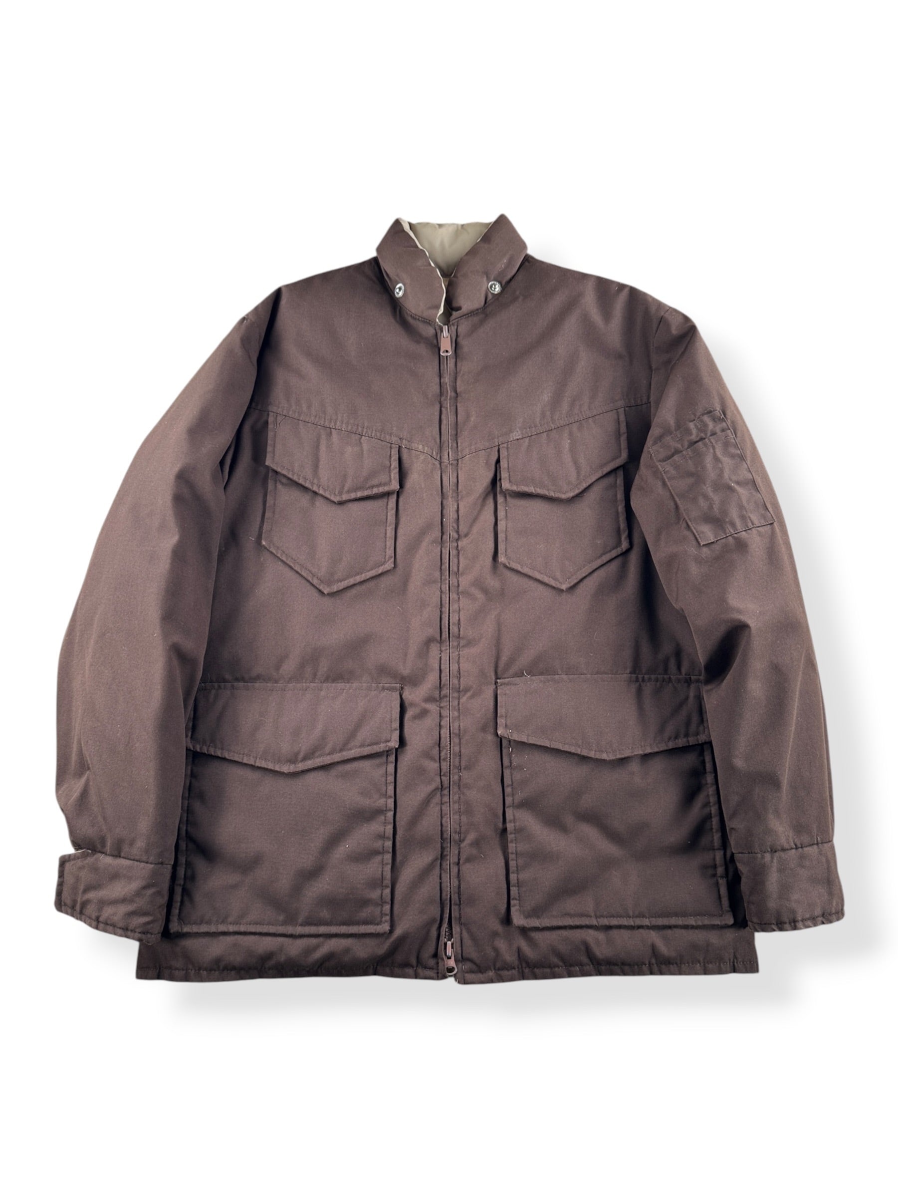 Front of Vintage Reversible Brown Puffer Jacket SZ M