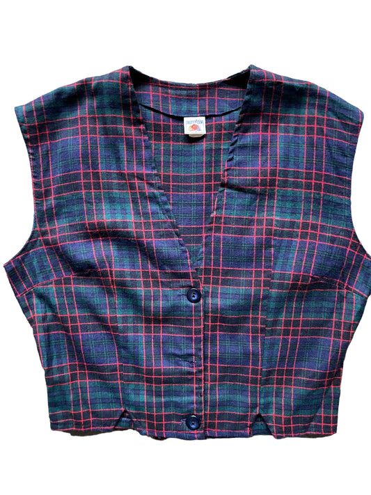 Full front view of Vintage 1950s Fruit of the Loom Plaid Vest | Seattle True Vintage | Barn Owl Vintage Goods