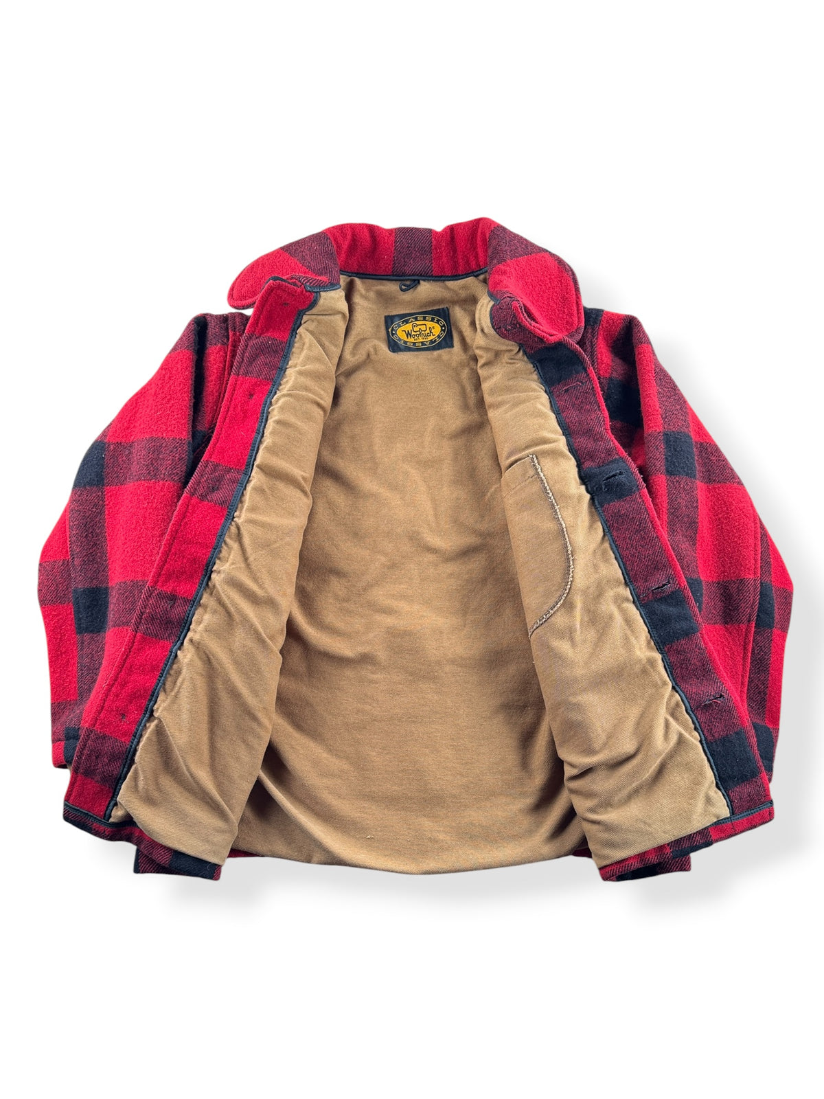 Inside of Vintage Woolrich Buffalo Plaid Wool Jacket SZ M