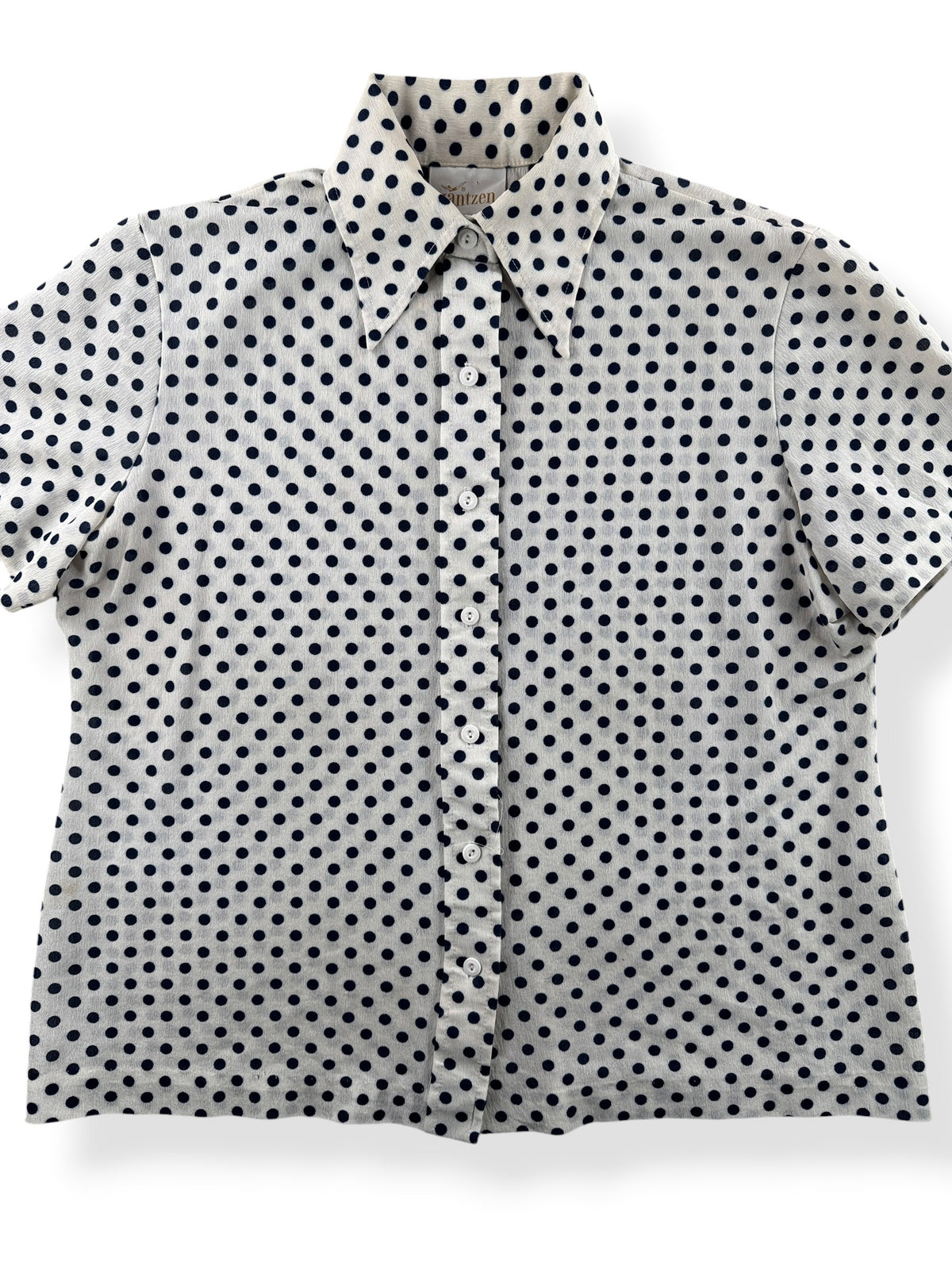 Close-up of Vintage Jantzen Polka Dot Shirt SZ M