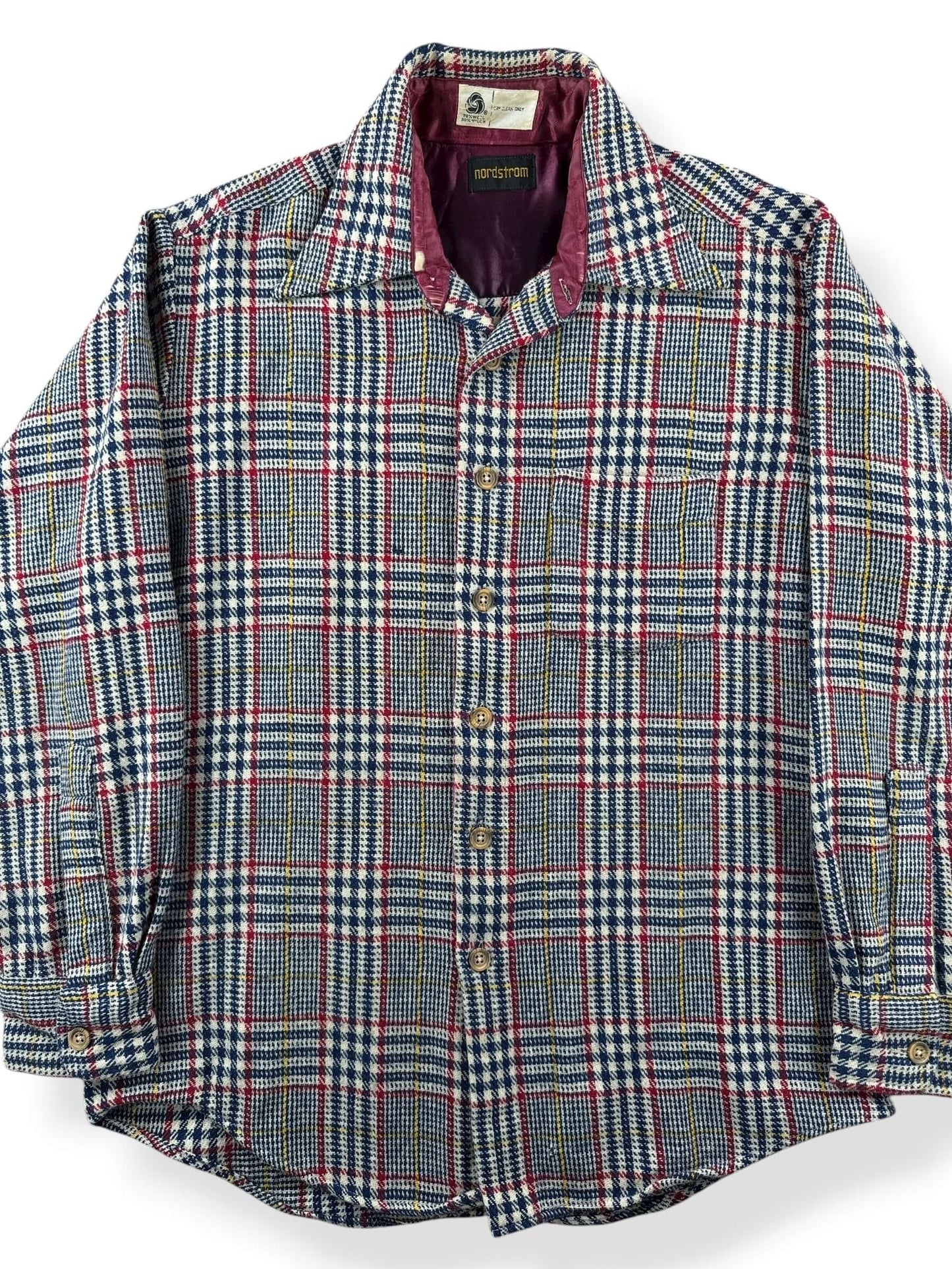 Front Close Up of Vintage Nordstrom Wool Blend Flannel SZ L