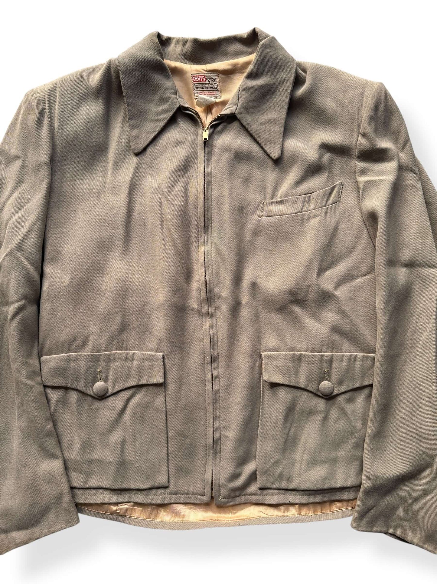 Front Close Up of Vintage Levi's Short Horn Gabardine Jacket SZ L