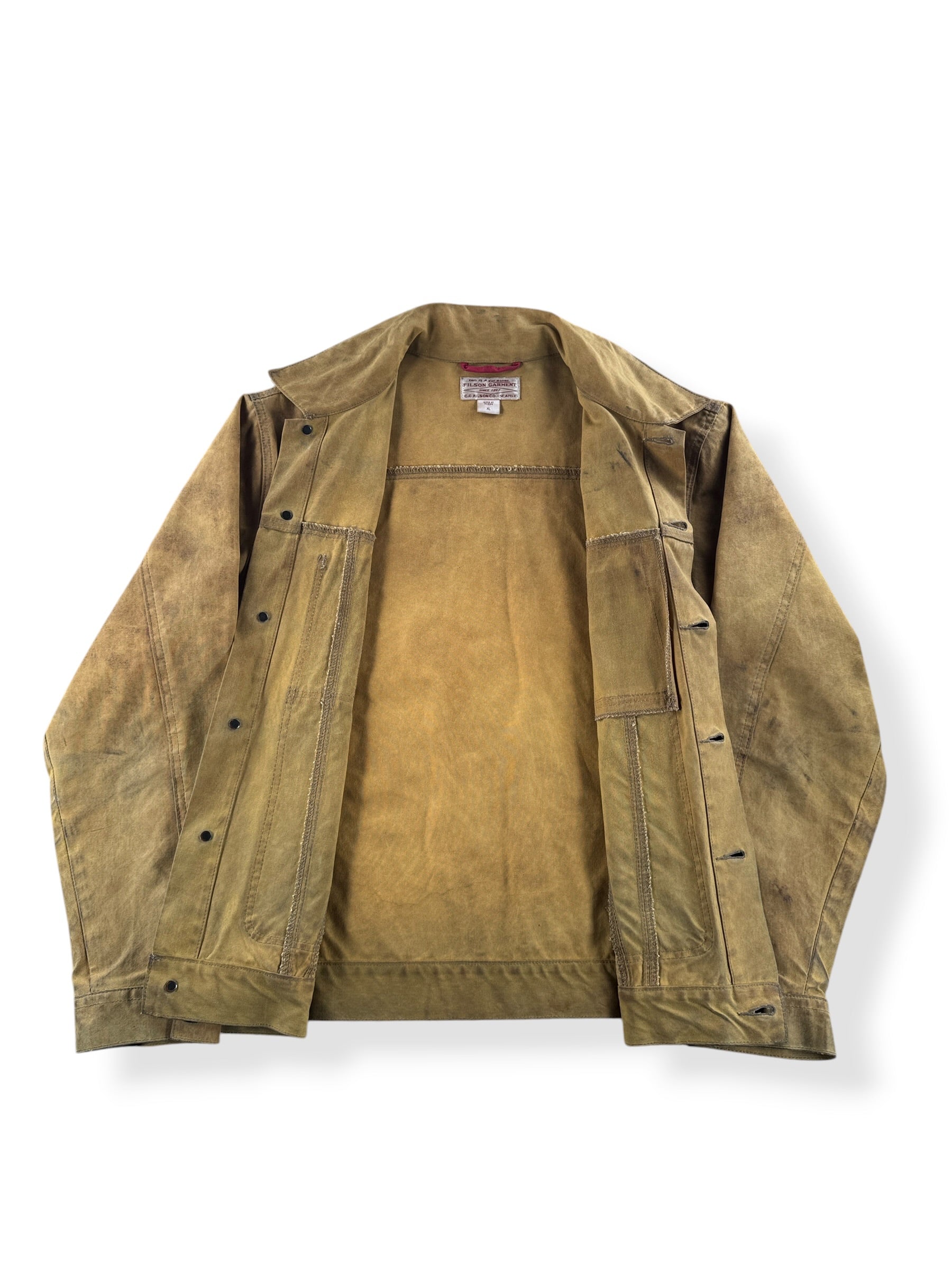 Inside of Filson Tin Cloth Short Lined Cruiser Jacket SZ XL (Fits L)