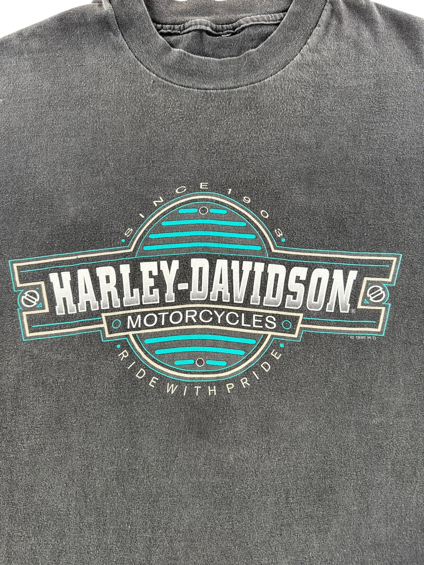 Graphic of Vintage Pomona Valley Harley Davidson Tee SZ XXL