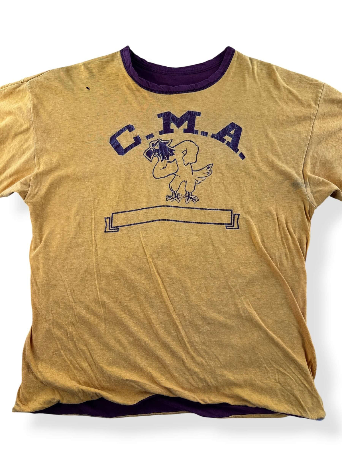 Close-up of reverse side of Vintage Champion Blue Bar CMA Reversible Tee SZ L