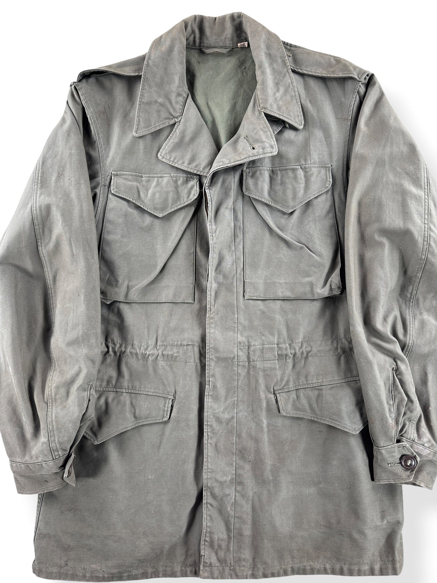 Front Close Up of Vintage M-1941 Military Field Jacket SZ 34L