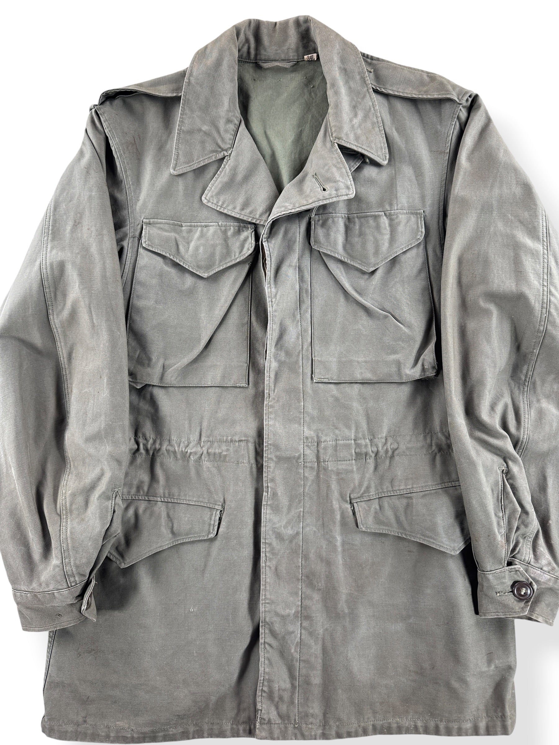 Front Close Up of Vintage M-1941 Military Field Jacket SZ 34L