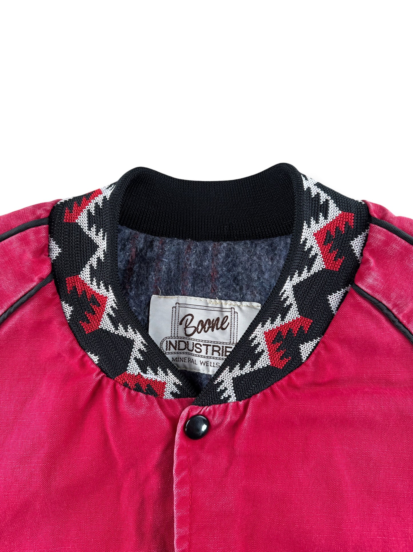Collar on Vintage Boone Industries Cotton South Western Bomber Jacket SZ M