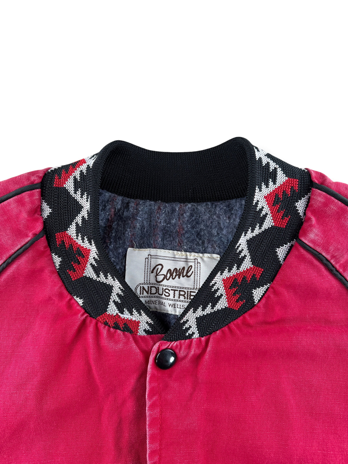 Collar on Vintage Boone Industries Cotton South Western Bomber Jacket SZ M