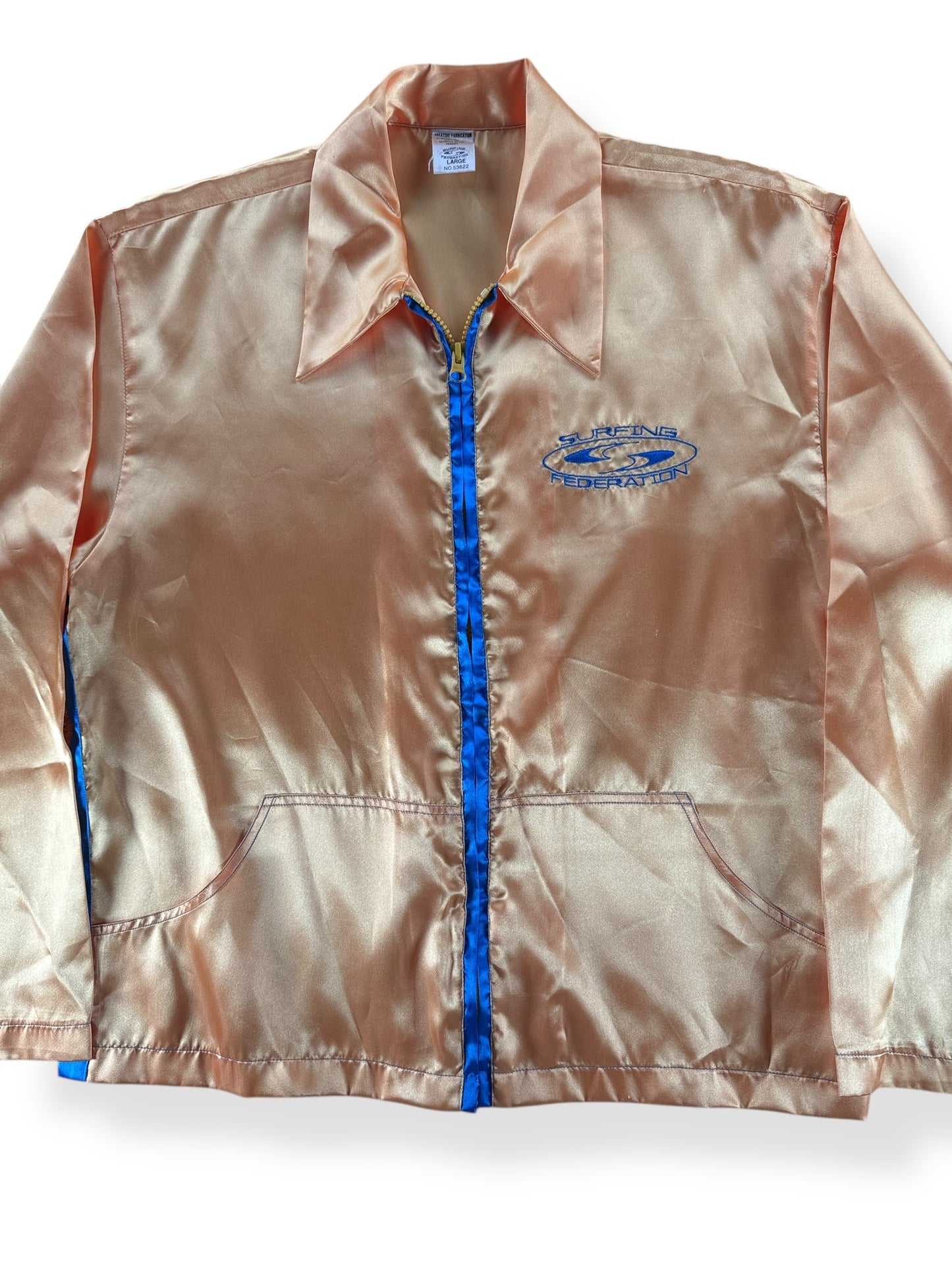 Front Close Up of Vintage Surfing Federation Judges Jacket SZ L