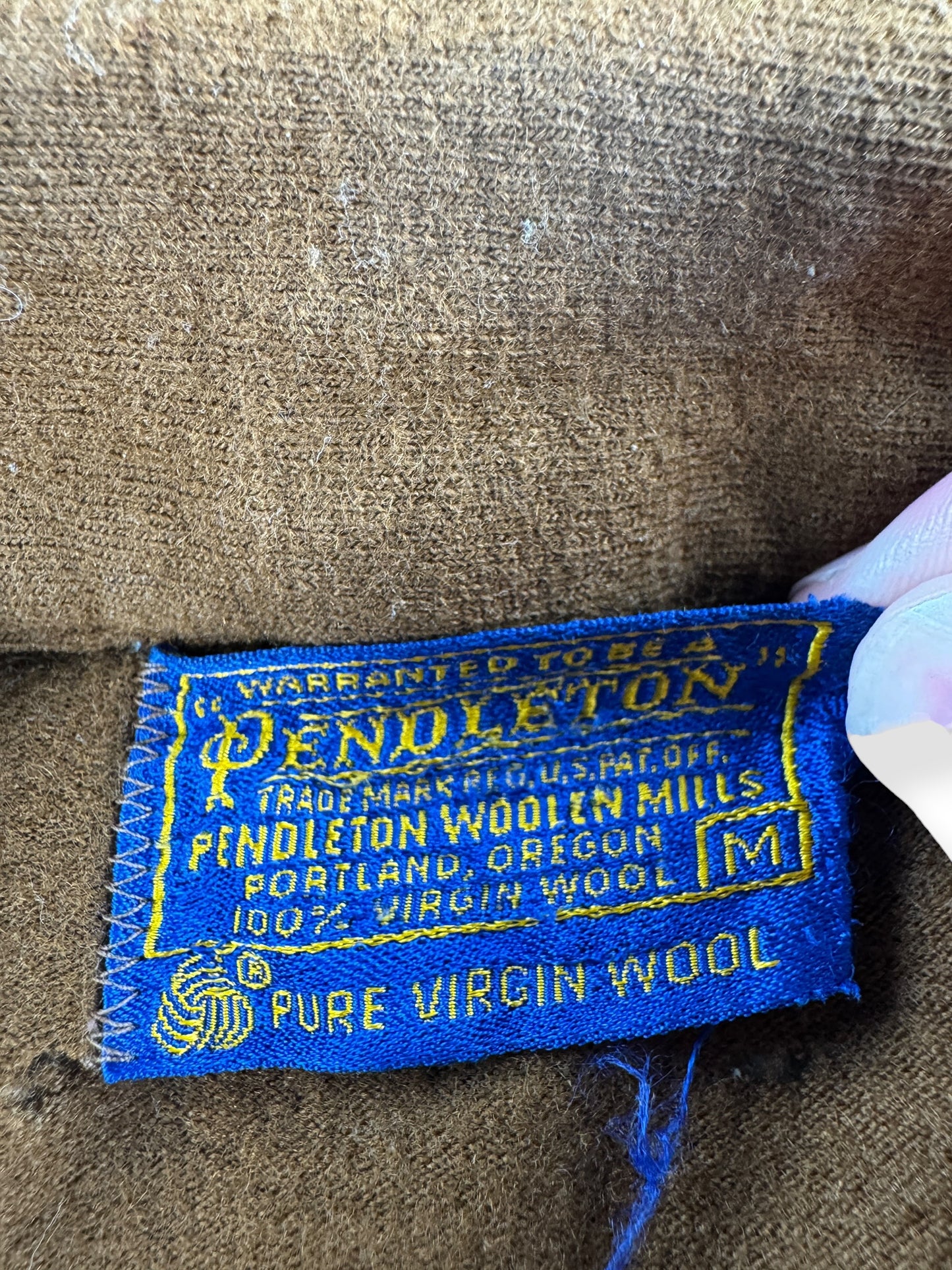 Tag on Vintage Brown Pendleton Pull Over Flannel SZ M (Fits S)