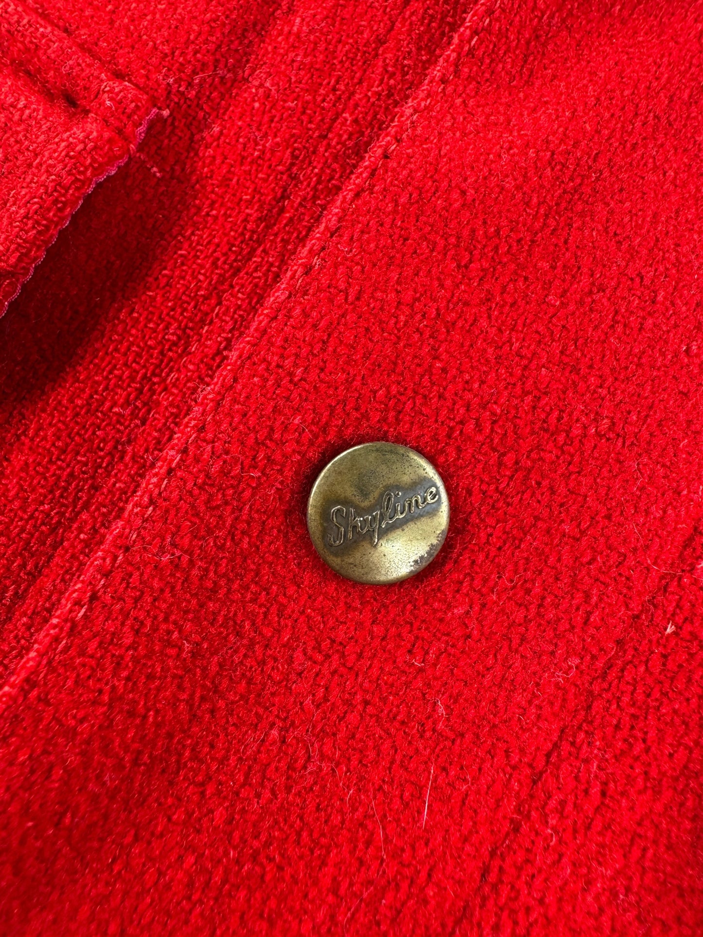 Button on Vintage Red Wool Skyline Cruiser Jacket SZ L