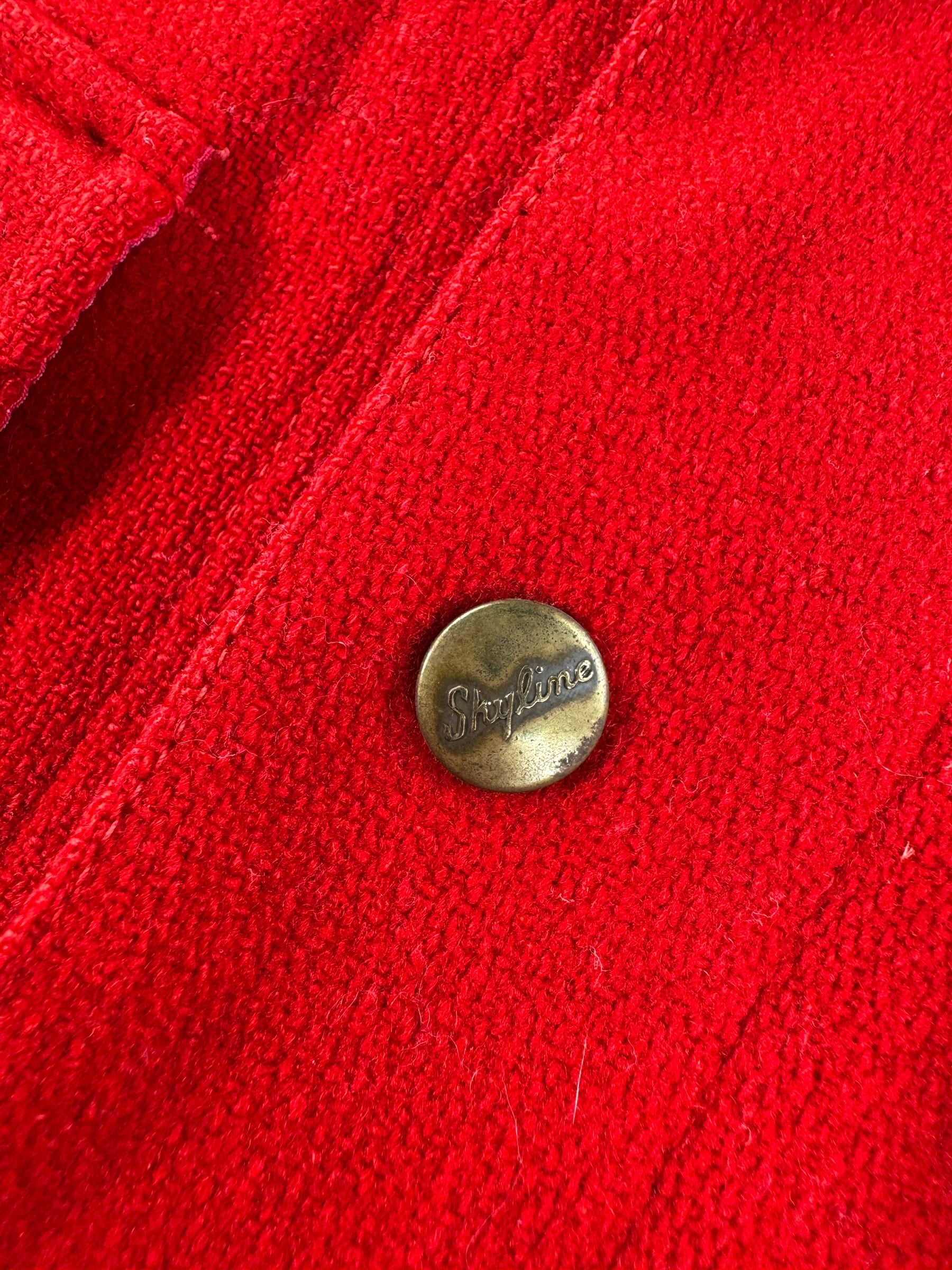 Button on Vintage Red Wool Skyline Cruiser Jacket SZ L