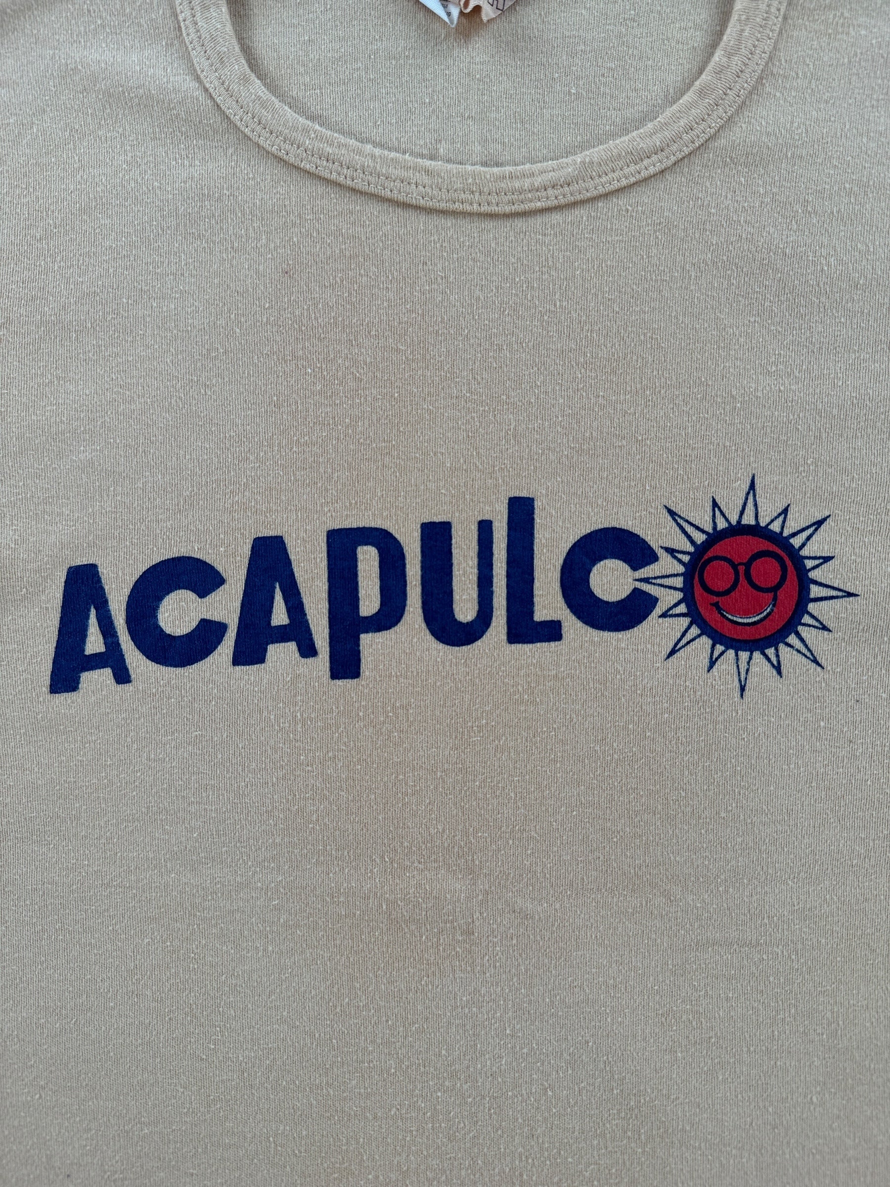 Front Graphic on Vintage Brown Acapulco MX Tee SZ S