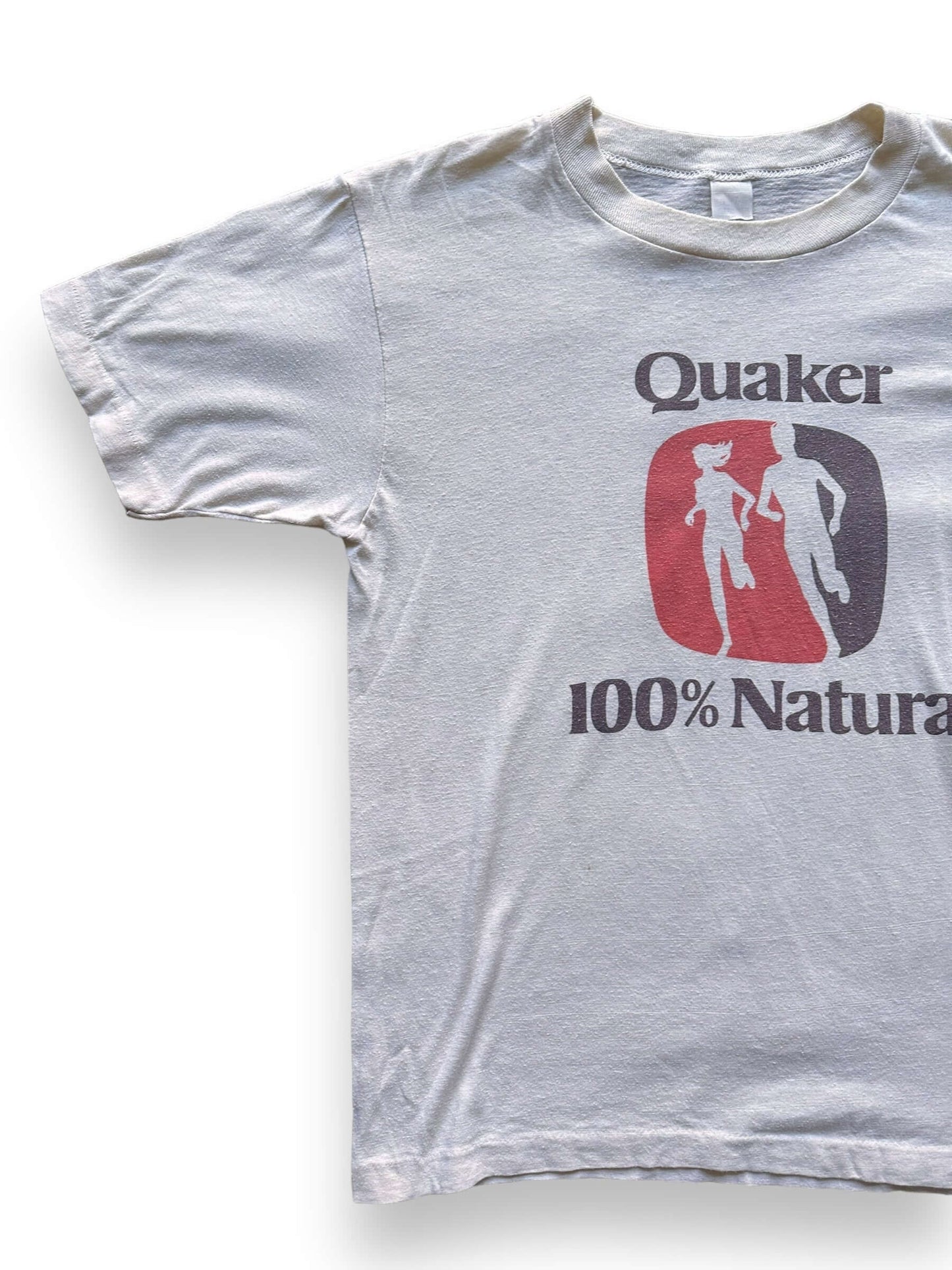 front right of Vintage Quaker 100% Natural Running Tee SZ S