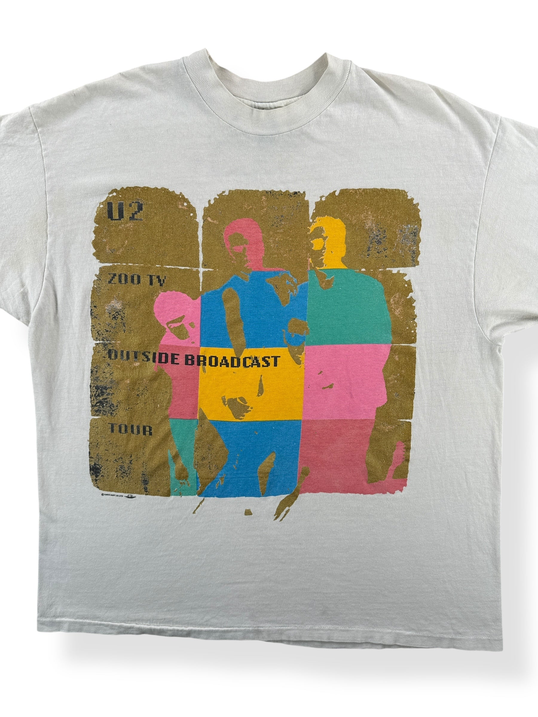 Front Close Up of Vintage U2 Zoo TV Outside Broadcast Tee SZ XL
