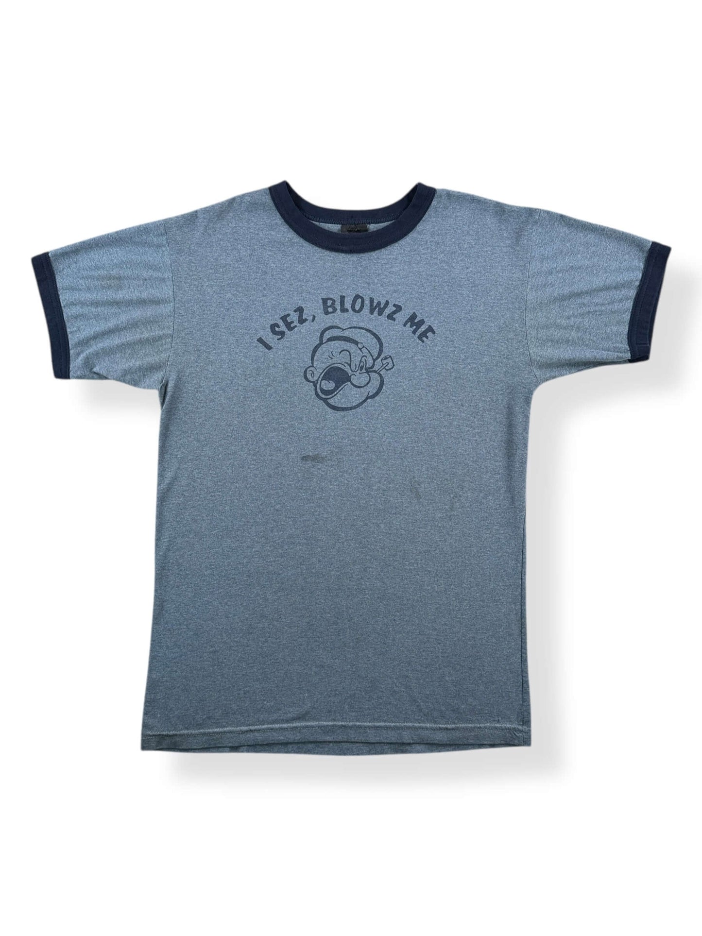 Front of Vintage Popeye Blow Me Ringer Tee SZ M