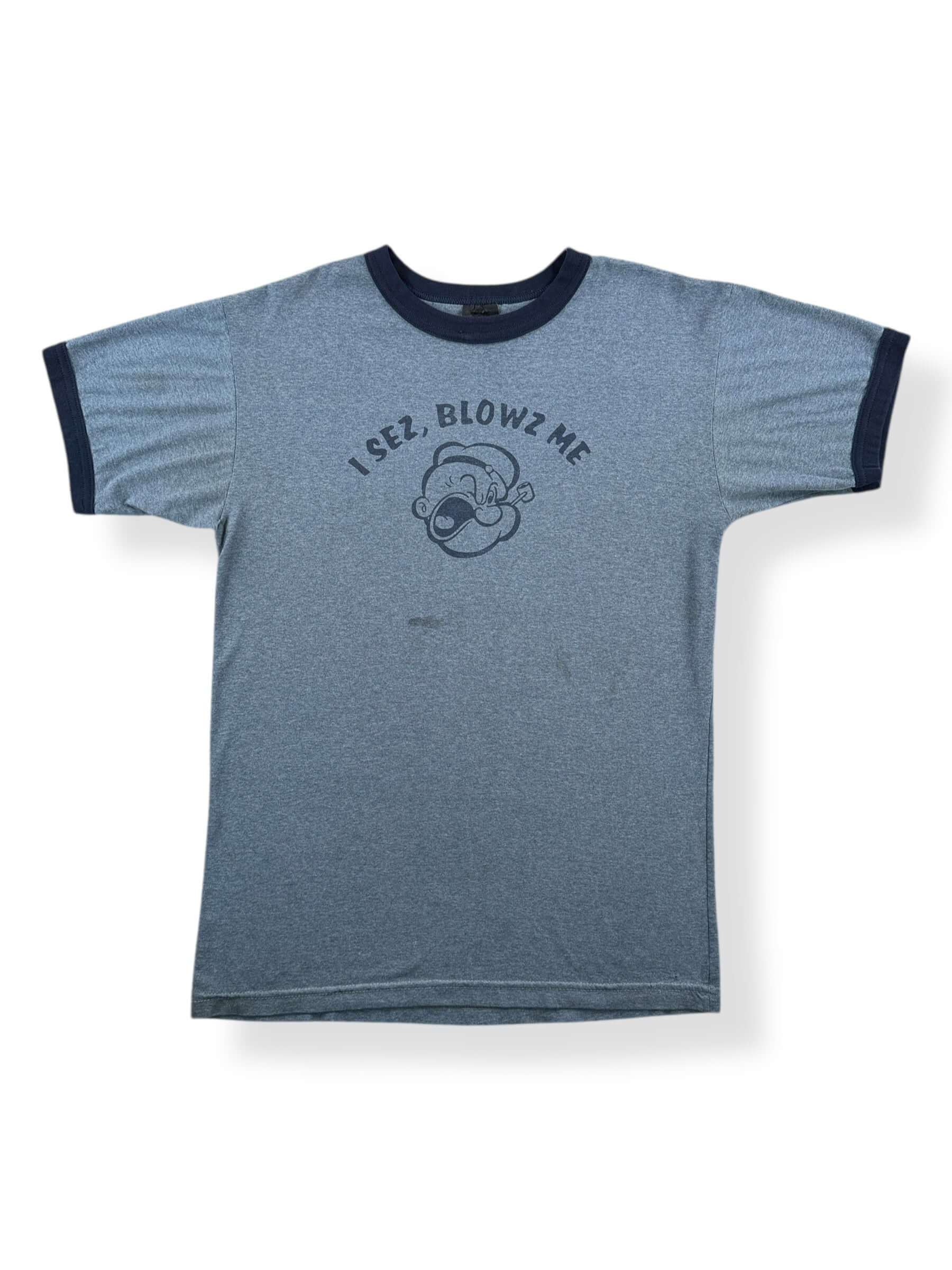 Front of Vintage Popeye Blow Me Ringer Tee SZ M