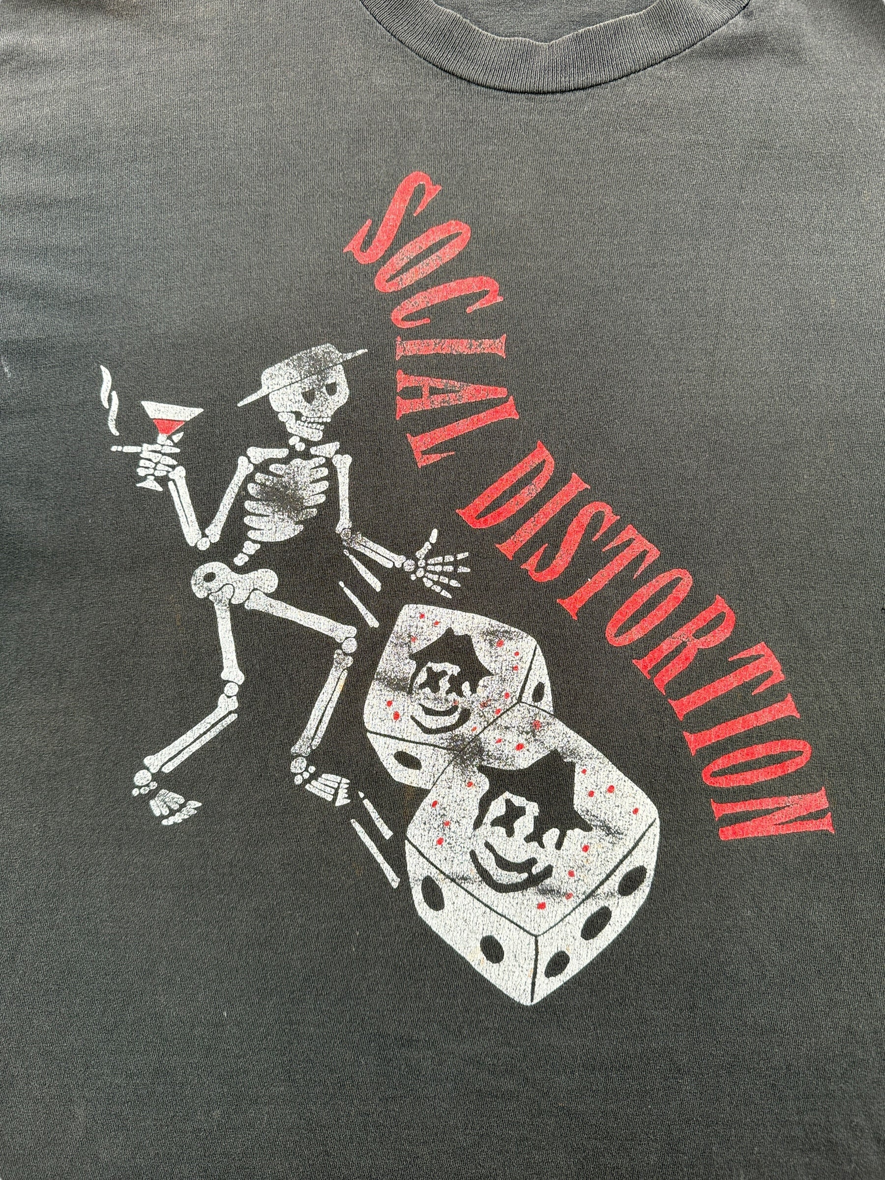 Front Graphic of Vintage 1992 Social Distortion Bad Luck Tour Tee SZ XL