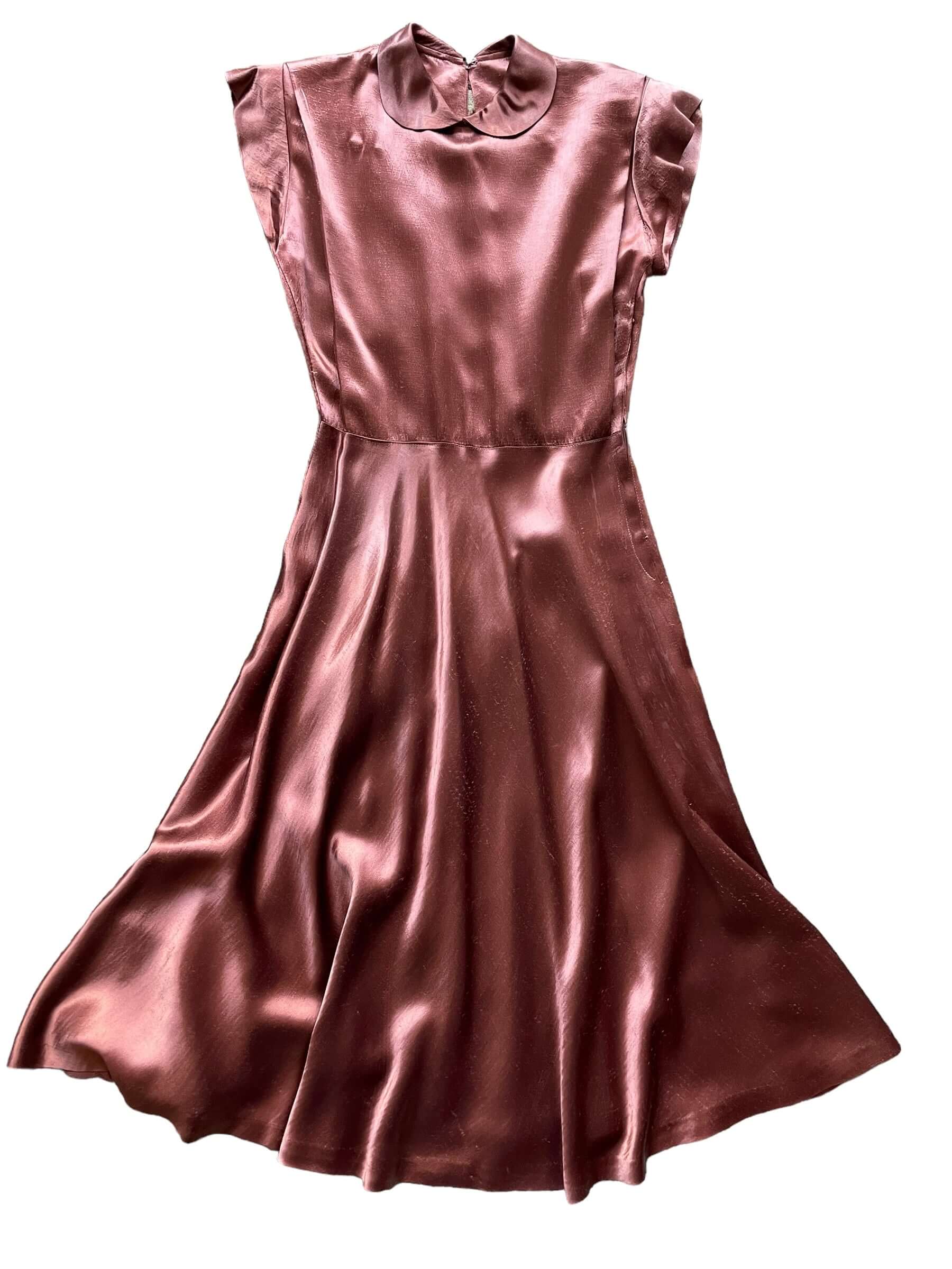 FUll front view of 1940s Copper Evening Dress M