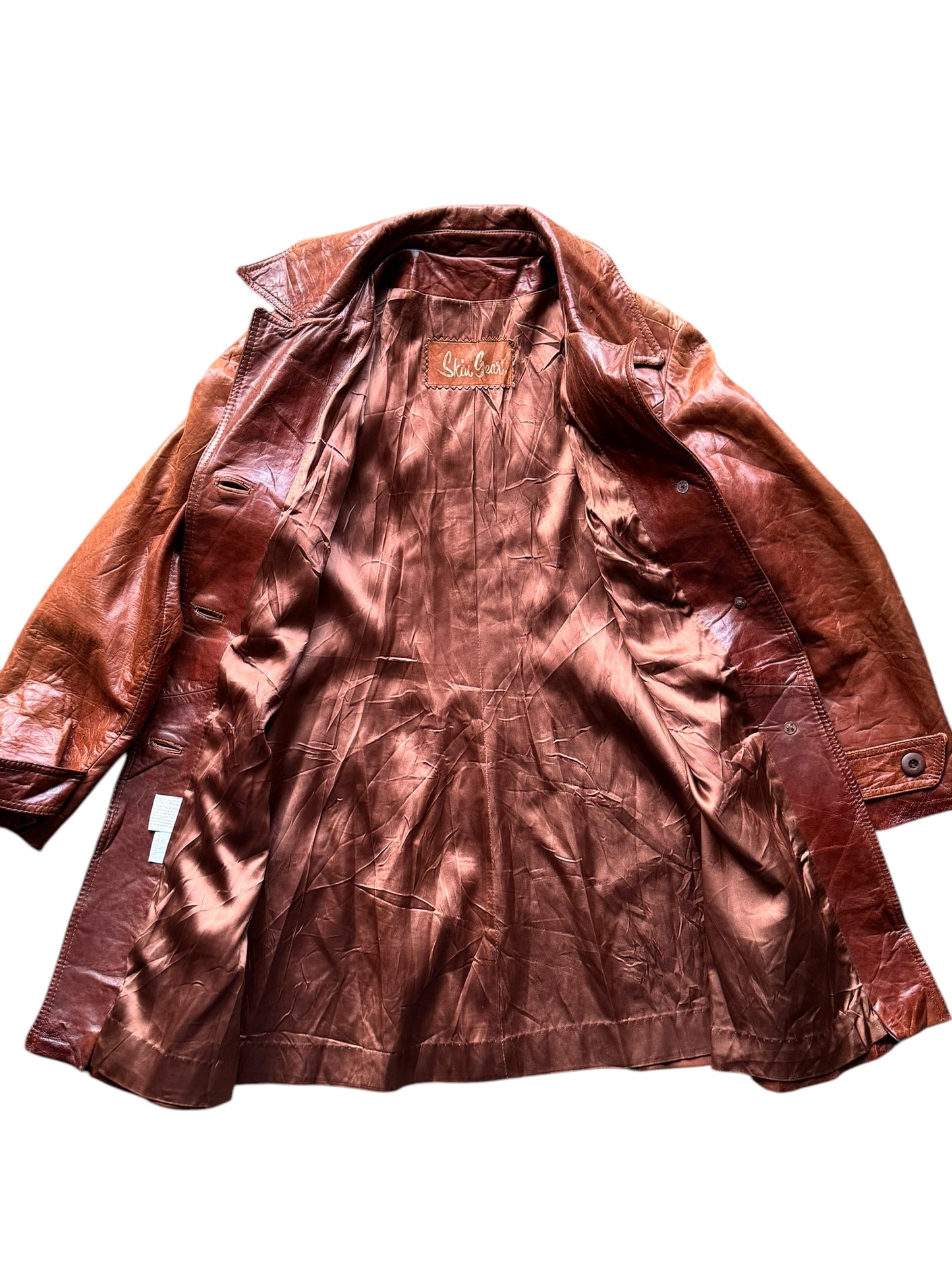 Open view of 1970s Skin Gear Leather Coat L