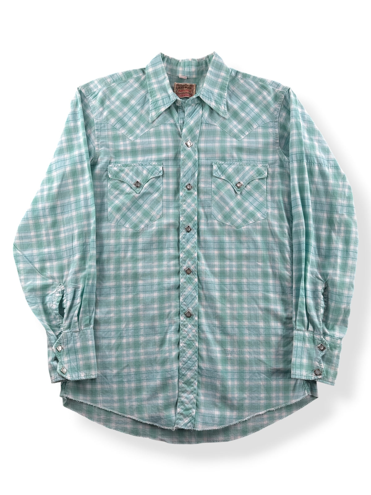 Front of Vintage Karman Dan River Cloth Western Shirt SZ 15