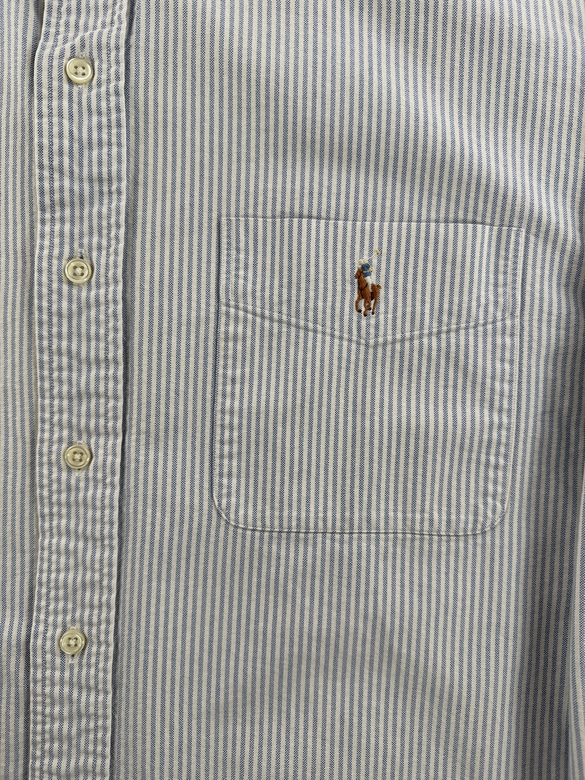 Buttons and pocket on Vintage Ralph Lauren Striped Oxford Shirt SZ L