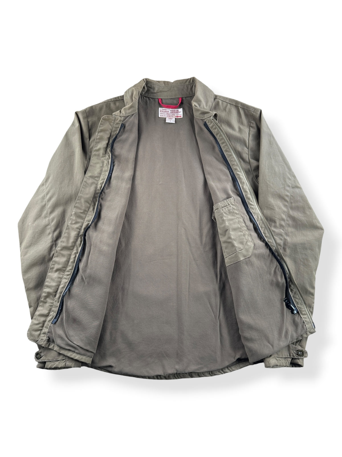 Inside of Filson 2nd Style 10450 Cover Cloth Bomber Jacket SZ S