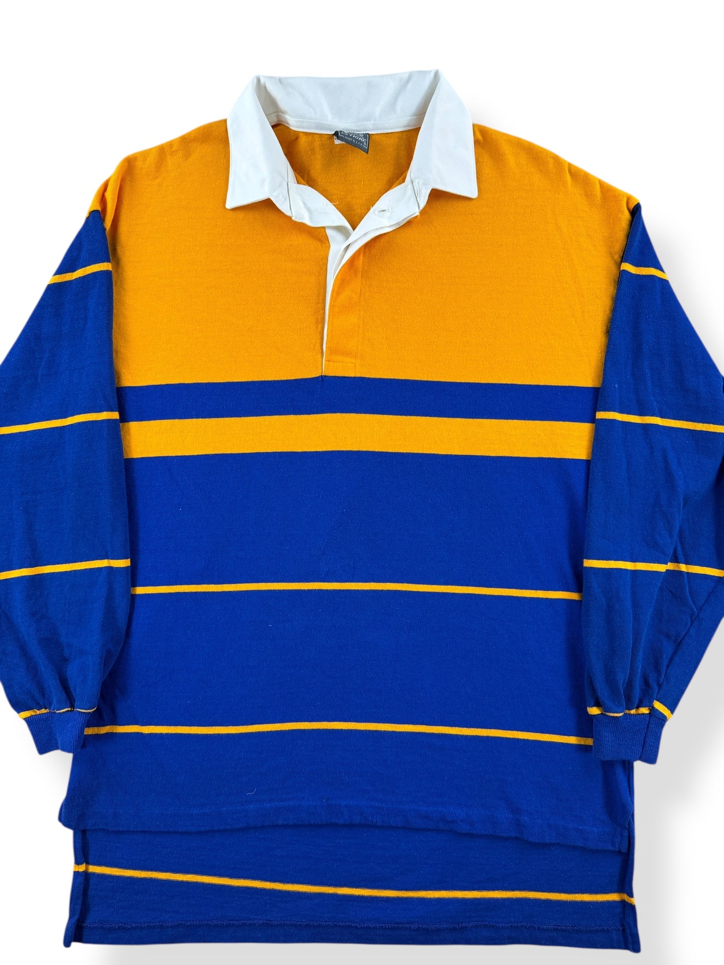 Front Close Up of Vintage Le Tigre Long Sleeve Rugby Shirt SZ M
