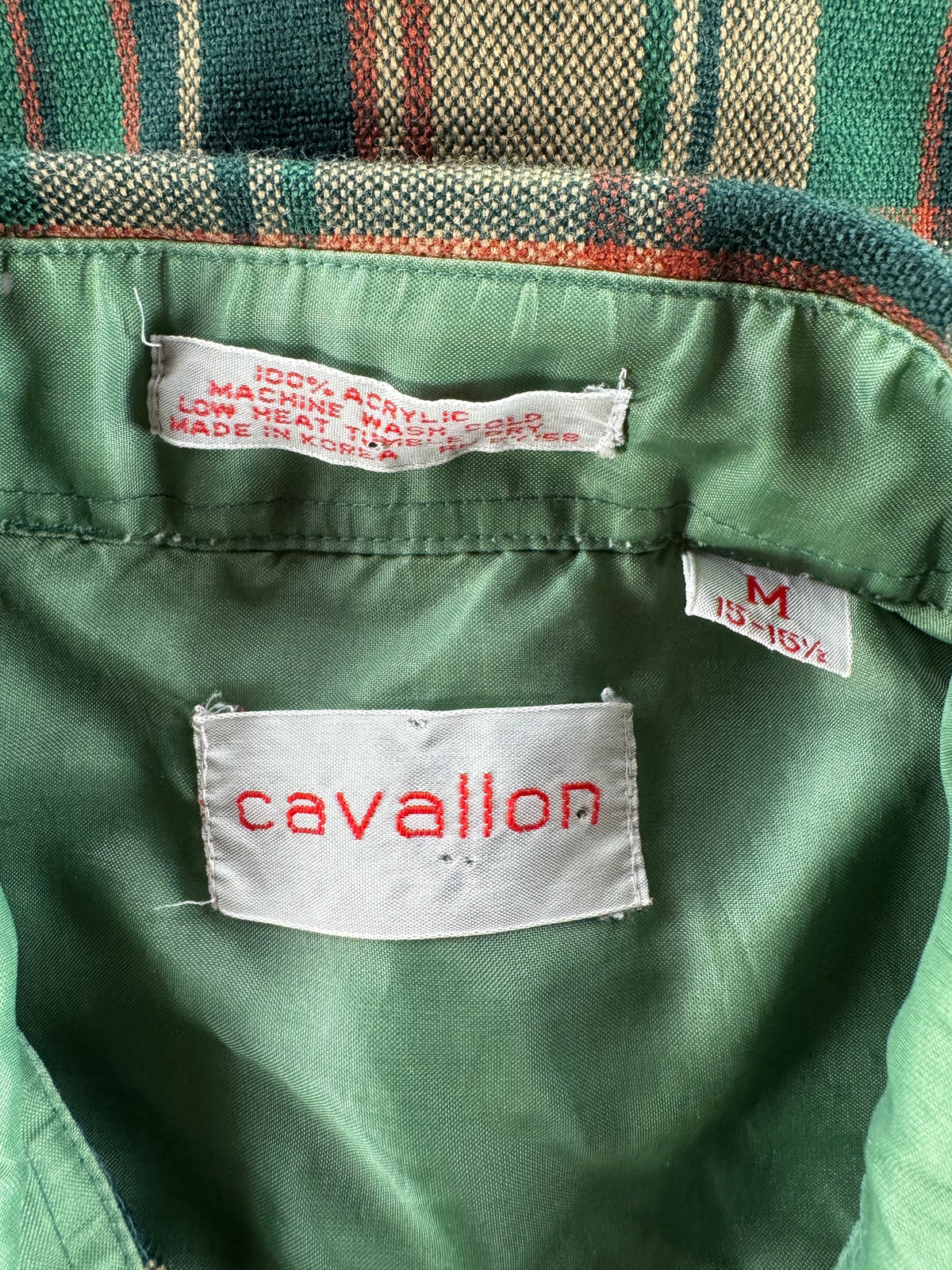 Label on Vintage 70s Acrylic Board Shirt SZ M