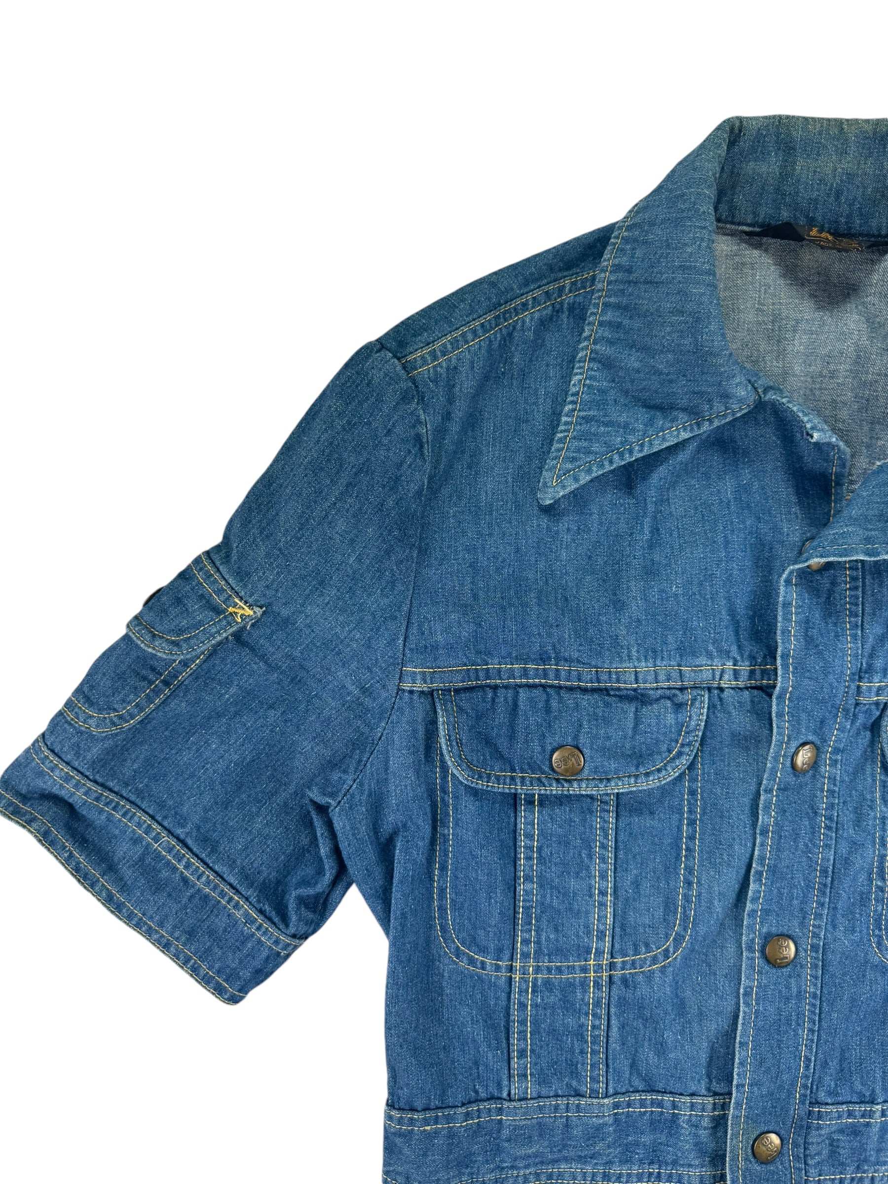 Upper right of 1970s Lee Short Sleeve Denim Ladies Jacket M