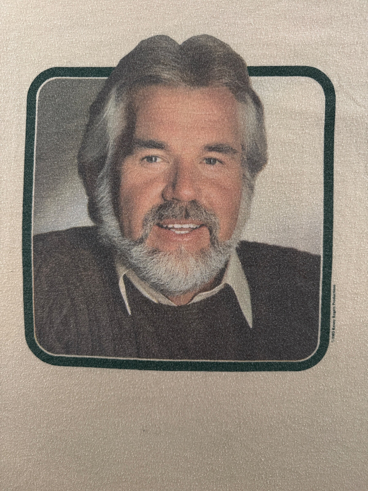 Front graphic on Vintage 1983 Kenny Rogers Tour Tee SZ L (Fits M)