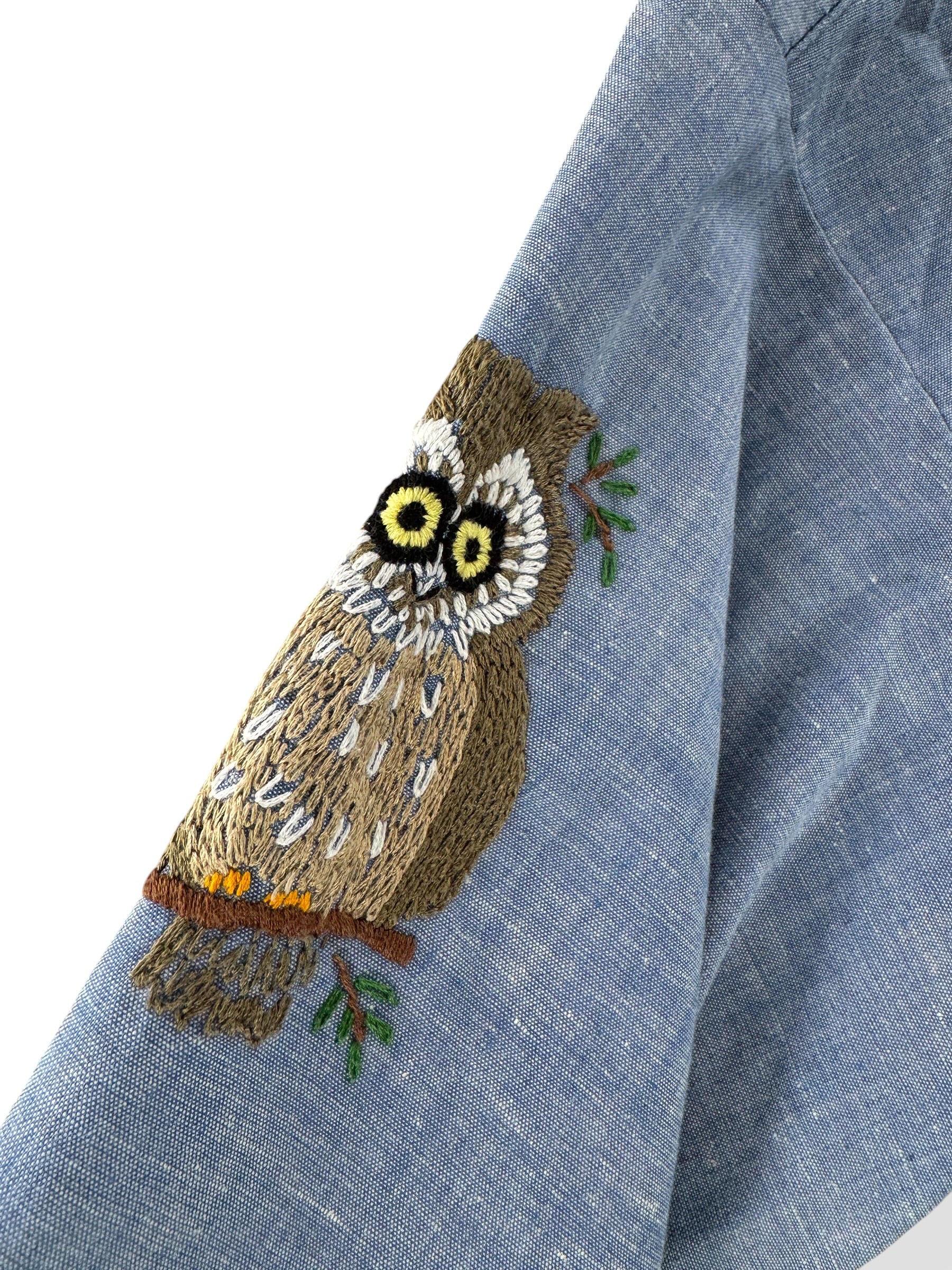Embroidery on Vintage Big Smith Embroidered Chambray Shirt SZ L