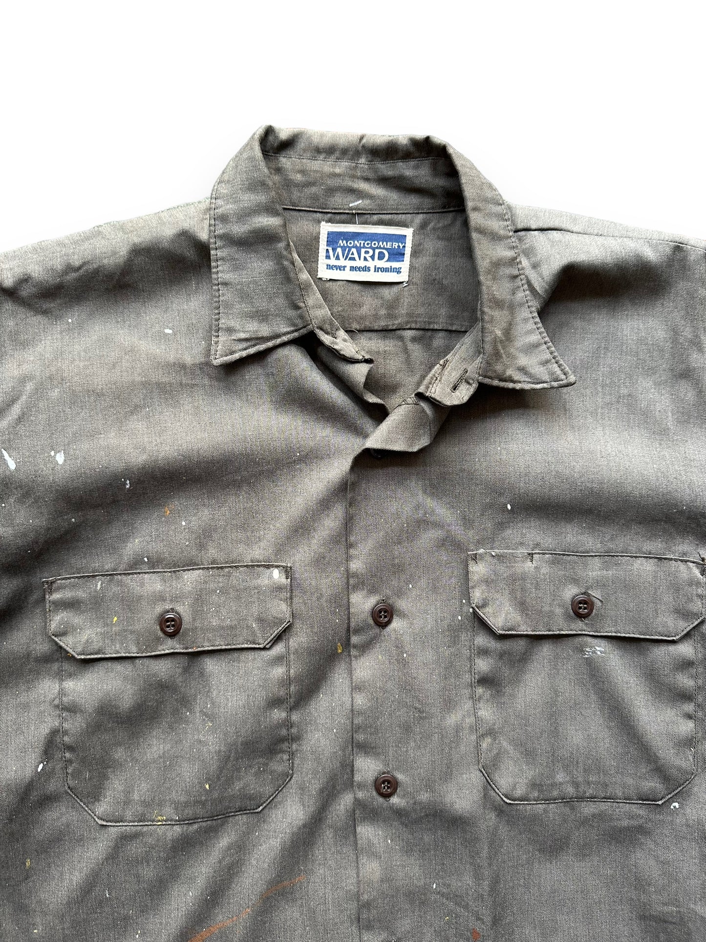 Upper Front Vintage Montgomery Ward Work Shirt SZ L | Vintage Painter Shirt Seattle | Barn Owl Vintage Seattle