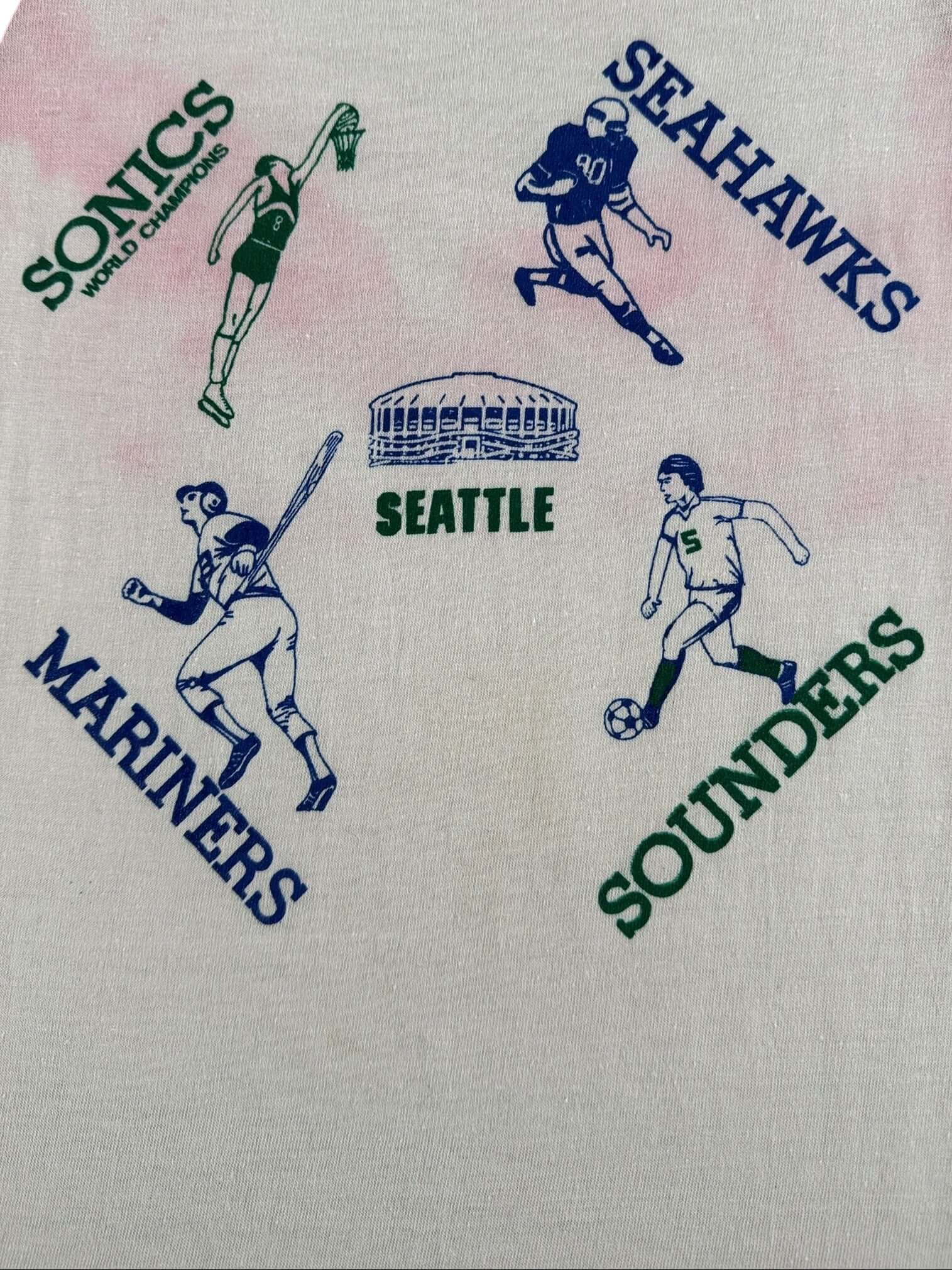 Graphic of Vintage Seattle Sports Teams Tee SZ XS/S (Youth L) - AS IS