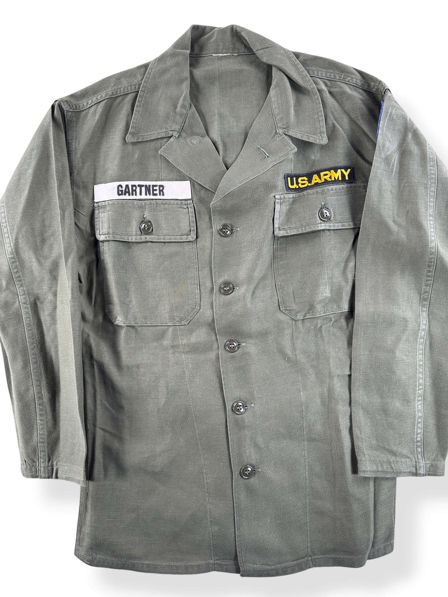 Front Close Up of Vintage Vietnam Era OG-107 Shirt SZ M