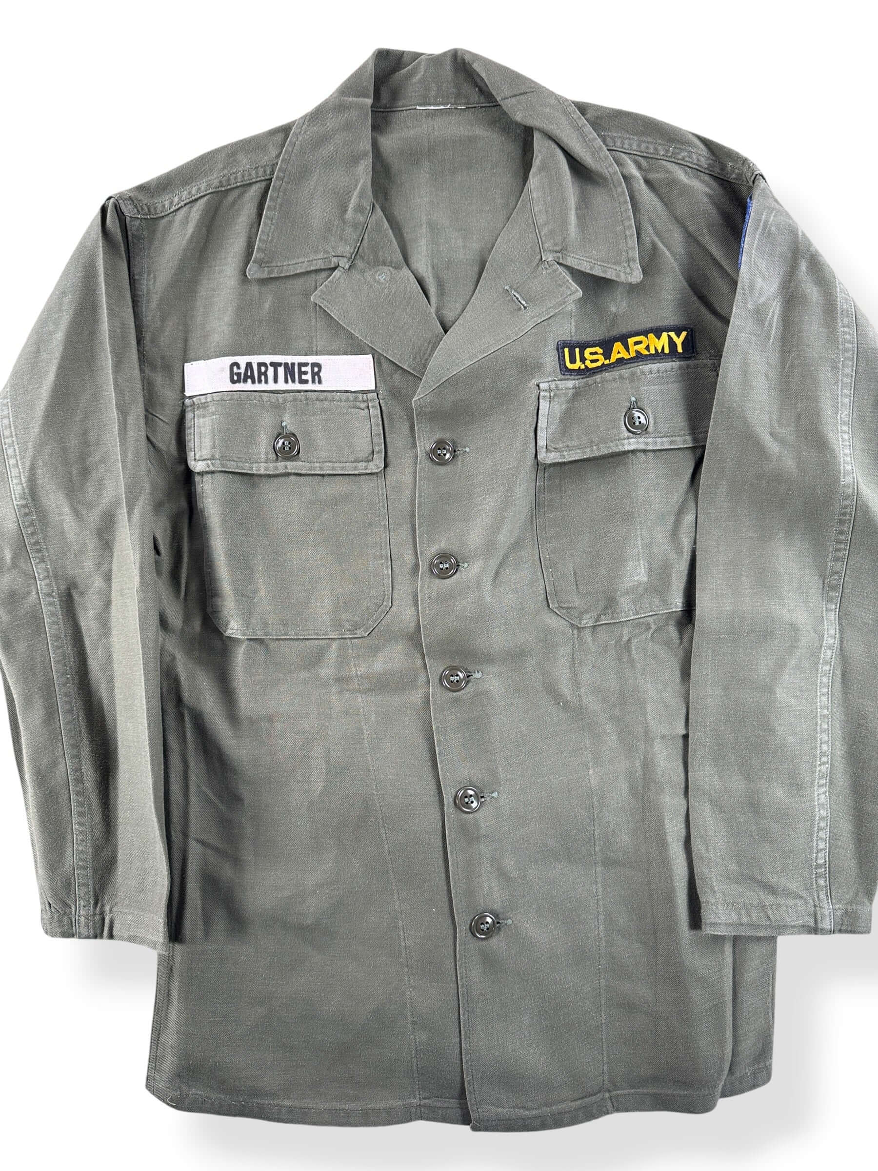 Front Close Up of Vintage Vietnam Era OG-107 Shirt SZ M