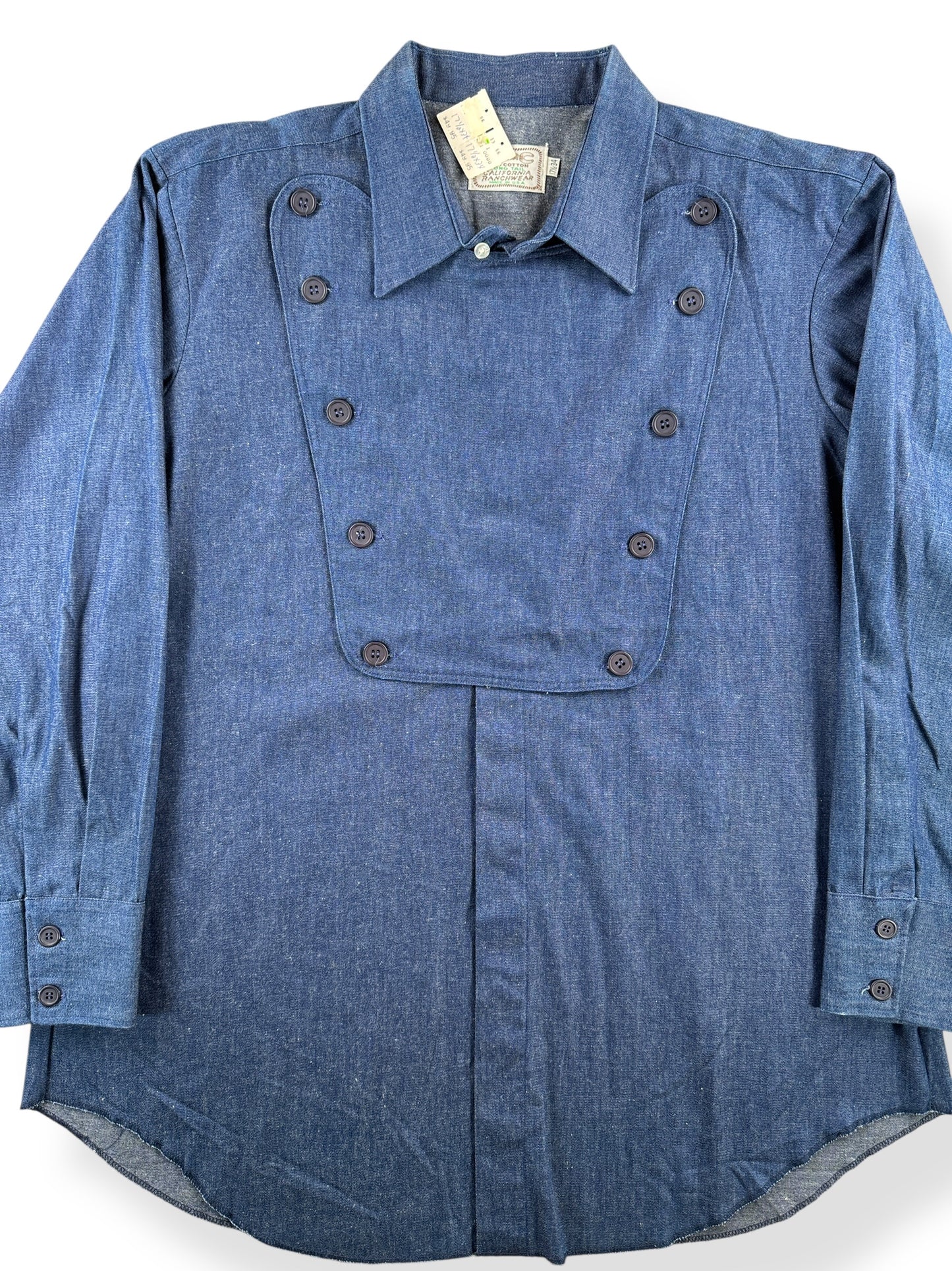 Front Close Up of Vintage NOS H Bar C Denim Western Shirt SZ XL