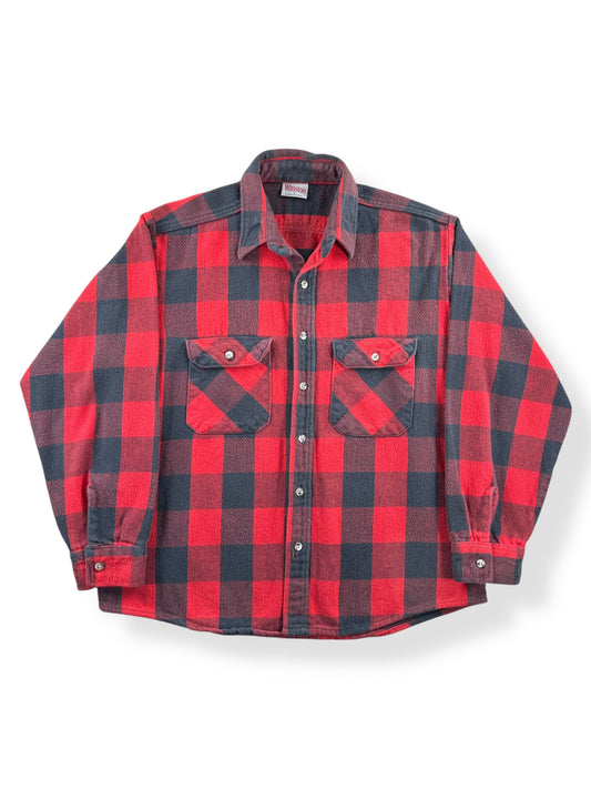 Front of Vintage Winston Red & Black Cotton Flannel SZ L