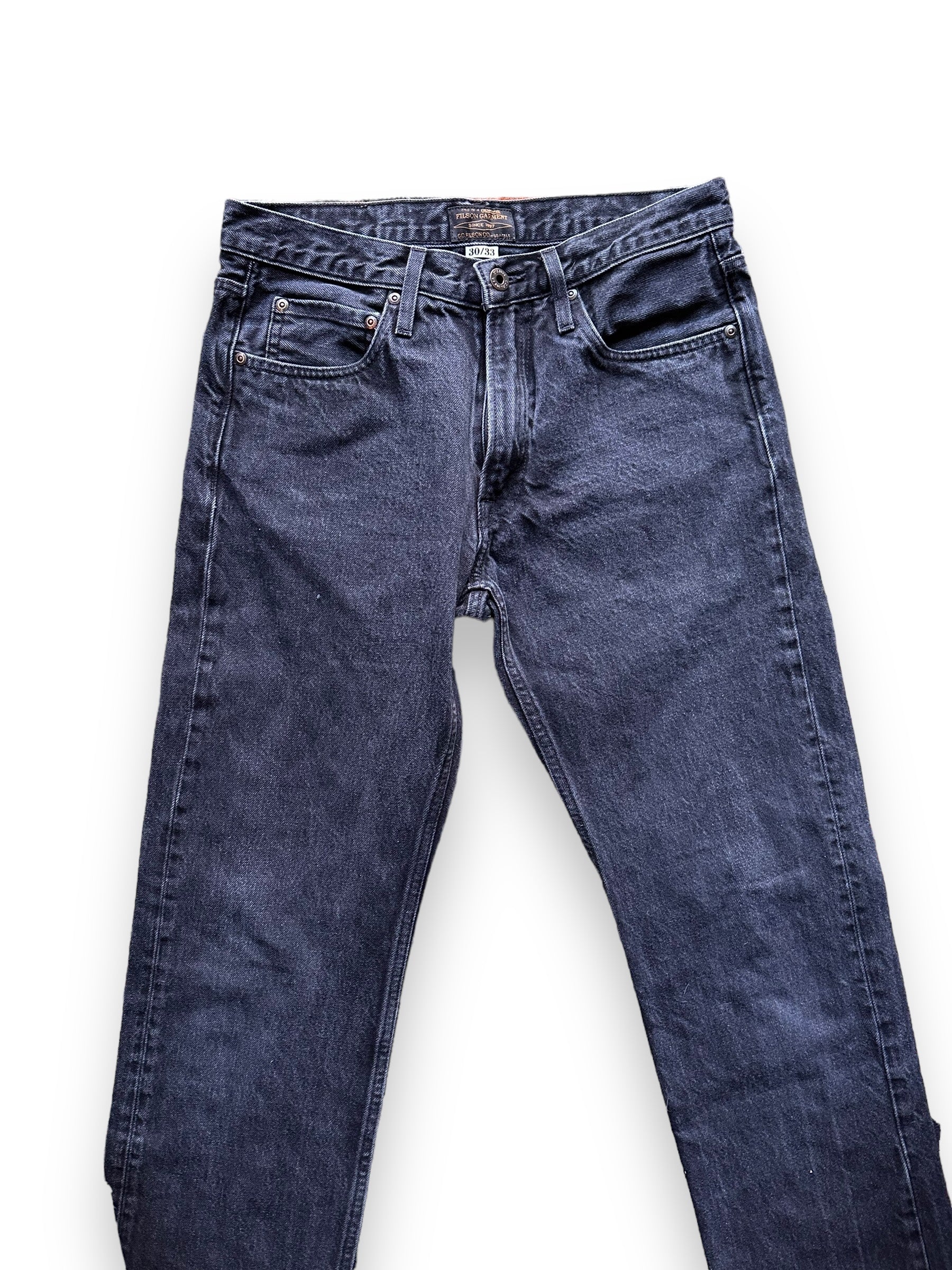 Upper Front View of Black Filson Jeans W31 |  Filson Dungarees | Filson Workwear Seattle